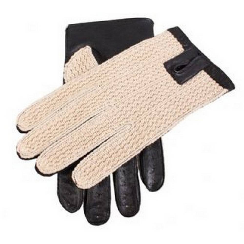 Men's Cotton Crochet Back Driving Gloves - Black | Breathable & Comfortable for Driving, Motorcycling & Outdoor Activities