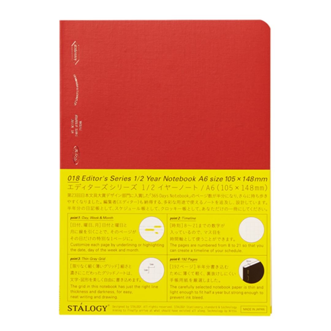 STALOGY Editor's Series 1/2 Year Planner Notebook - 184 Pages Dot Grid Journal for Daily Planning, Bullet Journaling & Note Taking | Perfect for Students, Professionals & Creative Writing