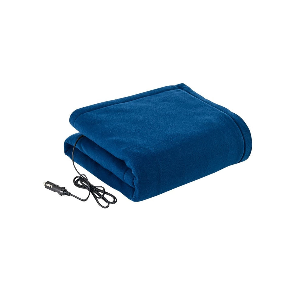 12V Electric Car Blanket for Winter - Navy Blue Heated Seat Cover for Road Trips & Cold Weather Driving