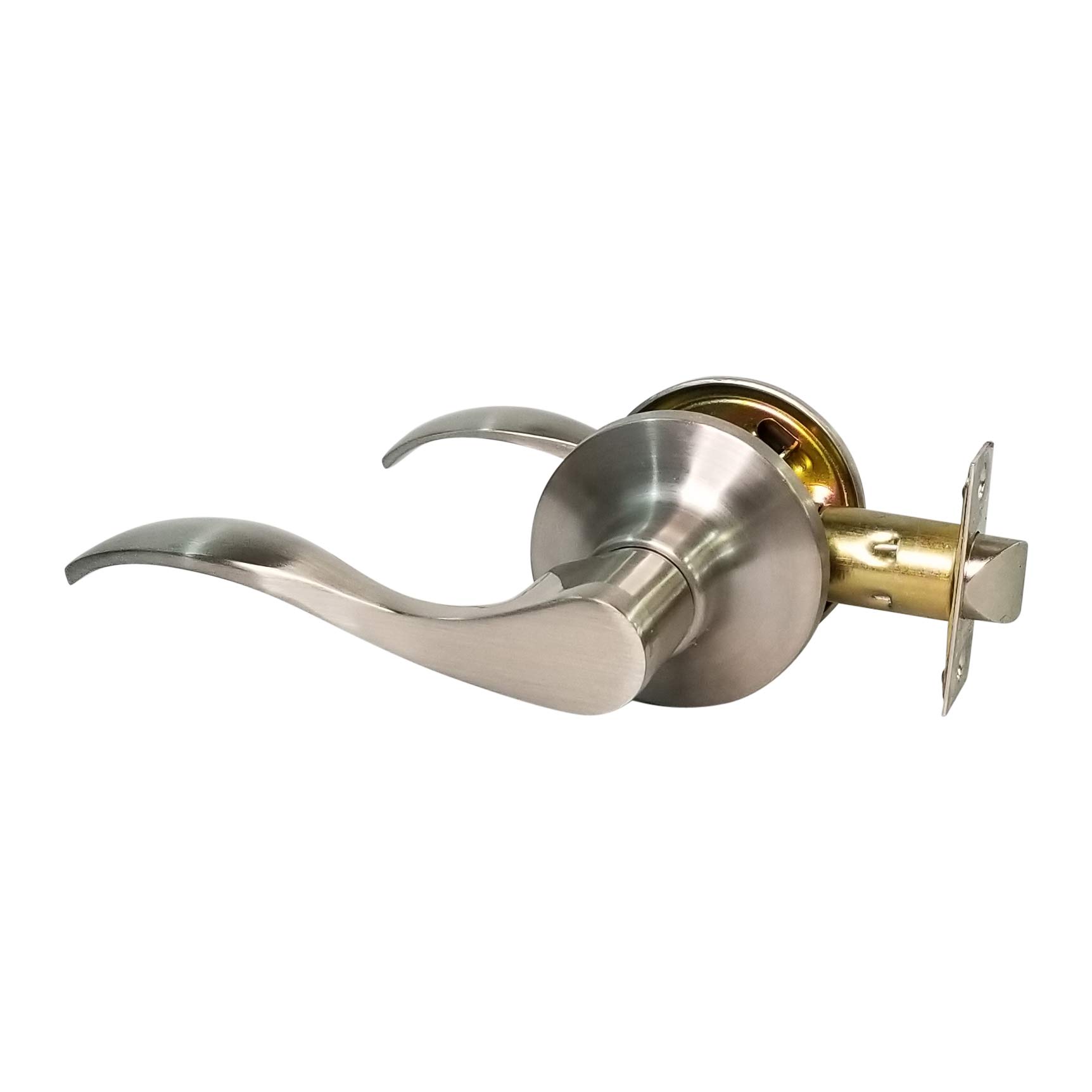 Wave Style Satin Stainless Steel Bedroom Closet Door Lever Handle Lock - Secure Privacy for Kids & Pets - Perfect for Bedrooms, Bathrooms, and Storage Rooms