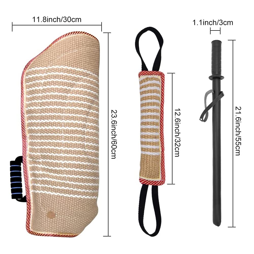Professional Dog Bite Training Set - K9 Bite Sleeve Arm with Whip Agitation Stick & Tug Toy for Pitbull, German Shepherd Puppy Training - Ideal for Police, Security & Protection Dog Scenarios