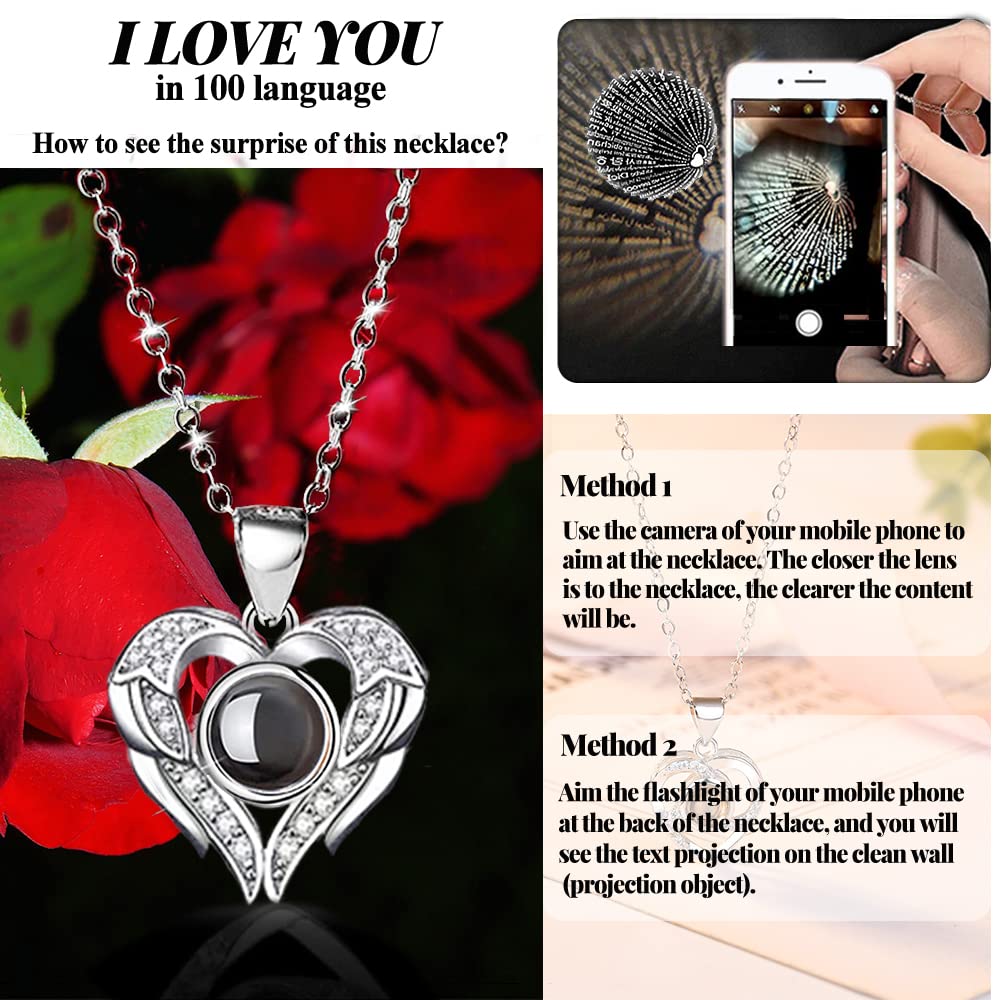 Firestyle Preserved Real Rose Eternal Flower Gift Set with 'I Love You' Necklace in 100 Languages - Perfect Birthday, Anniversary, Valentine's Day, Mother's Day & Christmas Present for Women, Wife, Mom - Romantic Keepsake for Bedroom Decor, Wedding Centerpiece or Special Occasion Gift