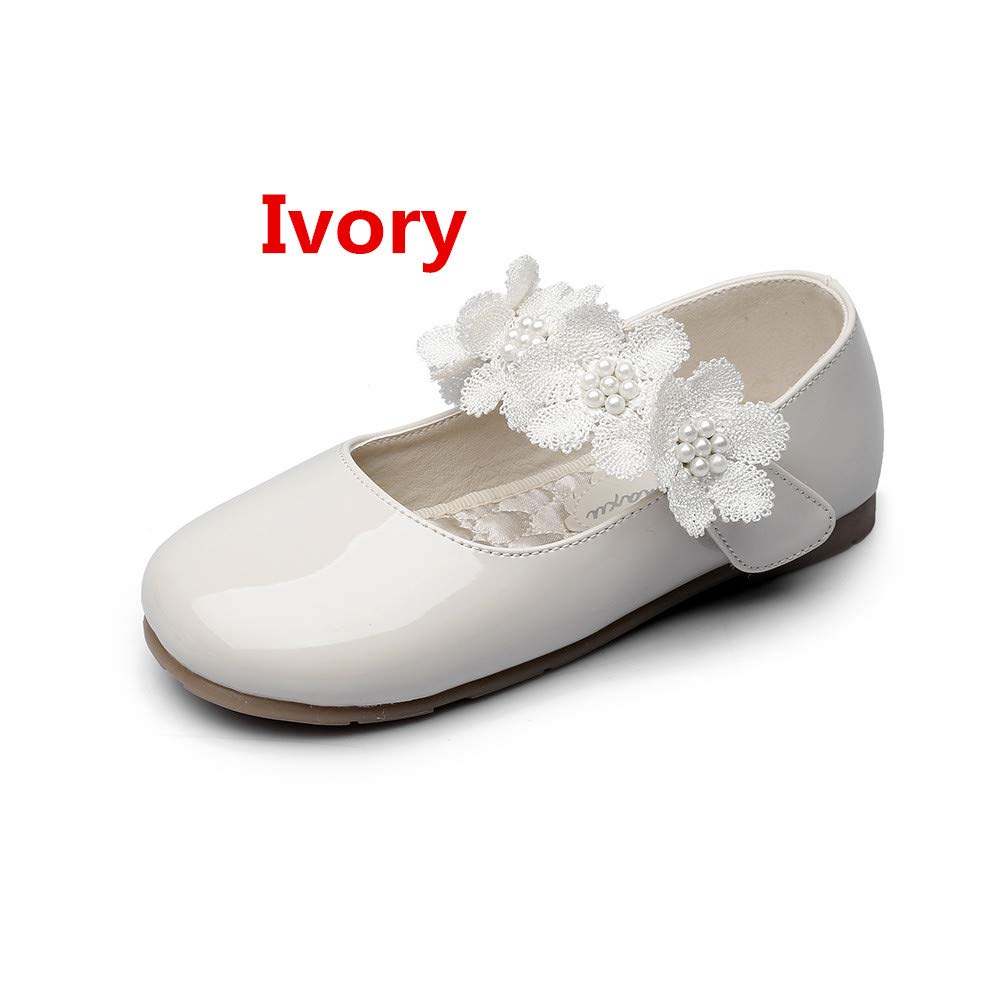 Girl's Off-White Mary Jane Flat Shoes with Adjustable Strap - Comfortable & Stylish for School, Parties & Everyday Wear