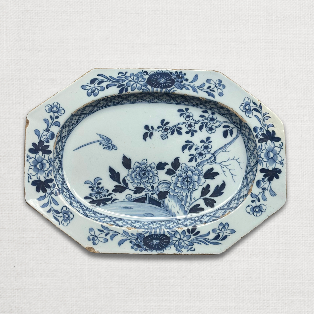 18th Century Delft Platter - Authentic Dutch Blue & White Ceramic Dish - Perfect for Dining, Collecting & Home Decor