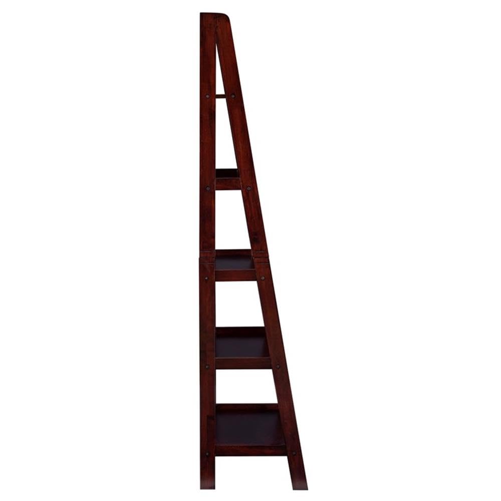 5-Shelf Transitional Wood Ladder Bookshelf in Espresso - Stylish Storage for Books, Plants & Home Decor - Perfect for Living Room, Bedroom or Office Organization