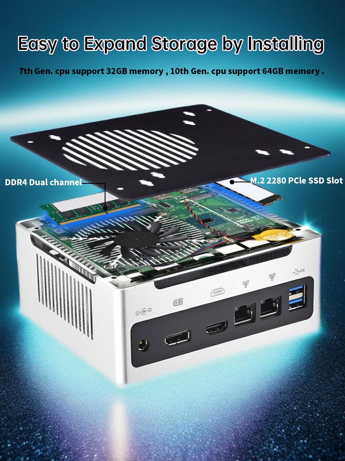 Weikibaba Mini PC Windows 10 Pro - Intel Core i9-10880H Processor, 8GB DDR4 RAM, 512GB NVMe SSD - Compact Desktop Computer with Dual LAN, WiFi, Bluetooth 4.2, HDMI & DP Ports - Perfect for Home Office, Gaming & Digital Signage