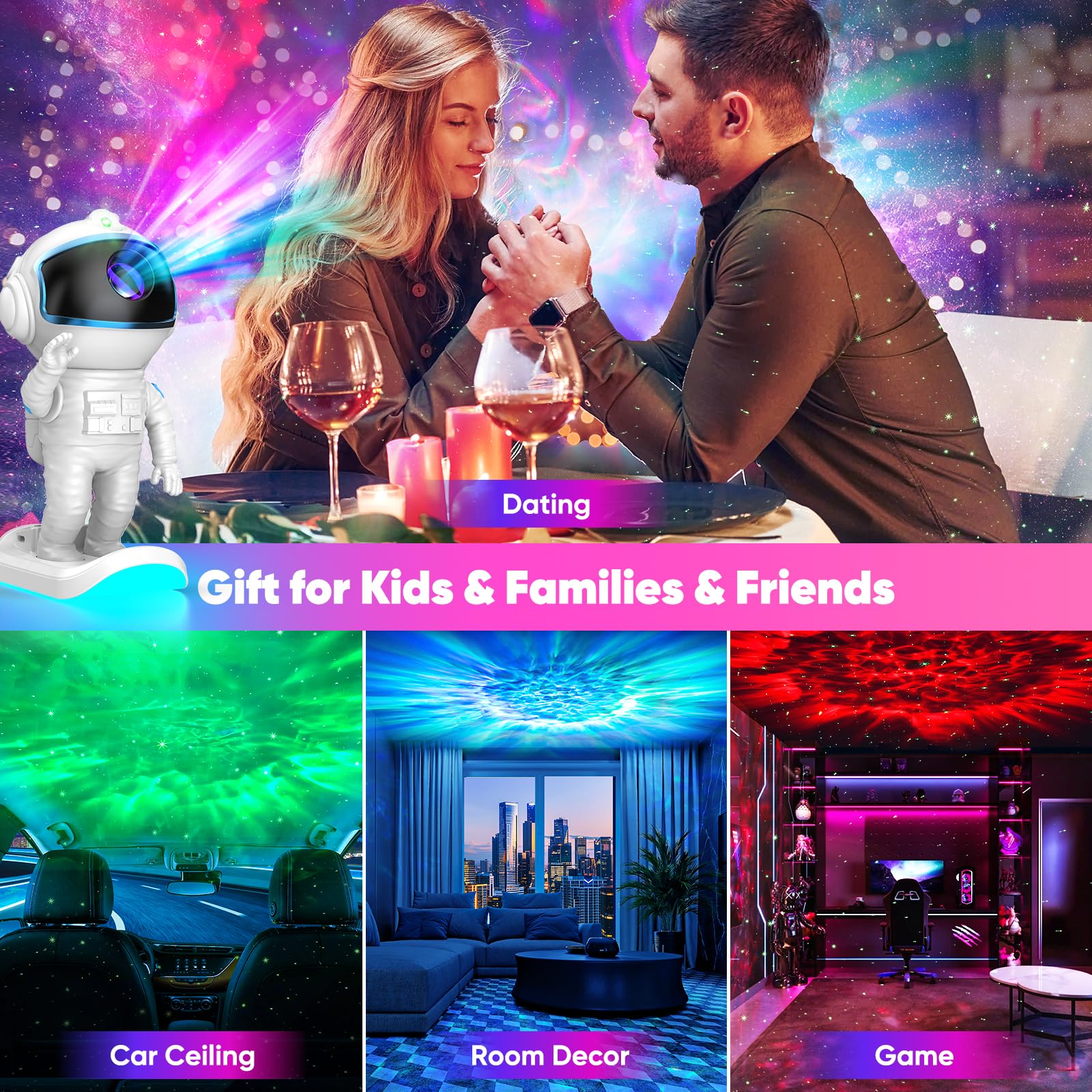 Astronaut Galaxy Projector - 360° Star Projector Night Light with Timer & Remote Control | Perfect for Bedroom, Nursery, Meditation & Home Decor | Great Gift for Adults, Teens, Kids (Christmas, Birthday)