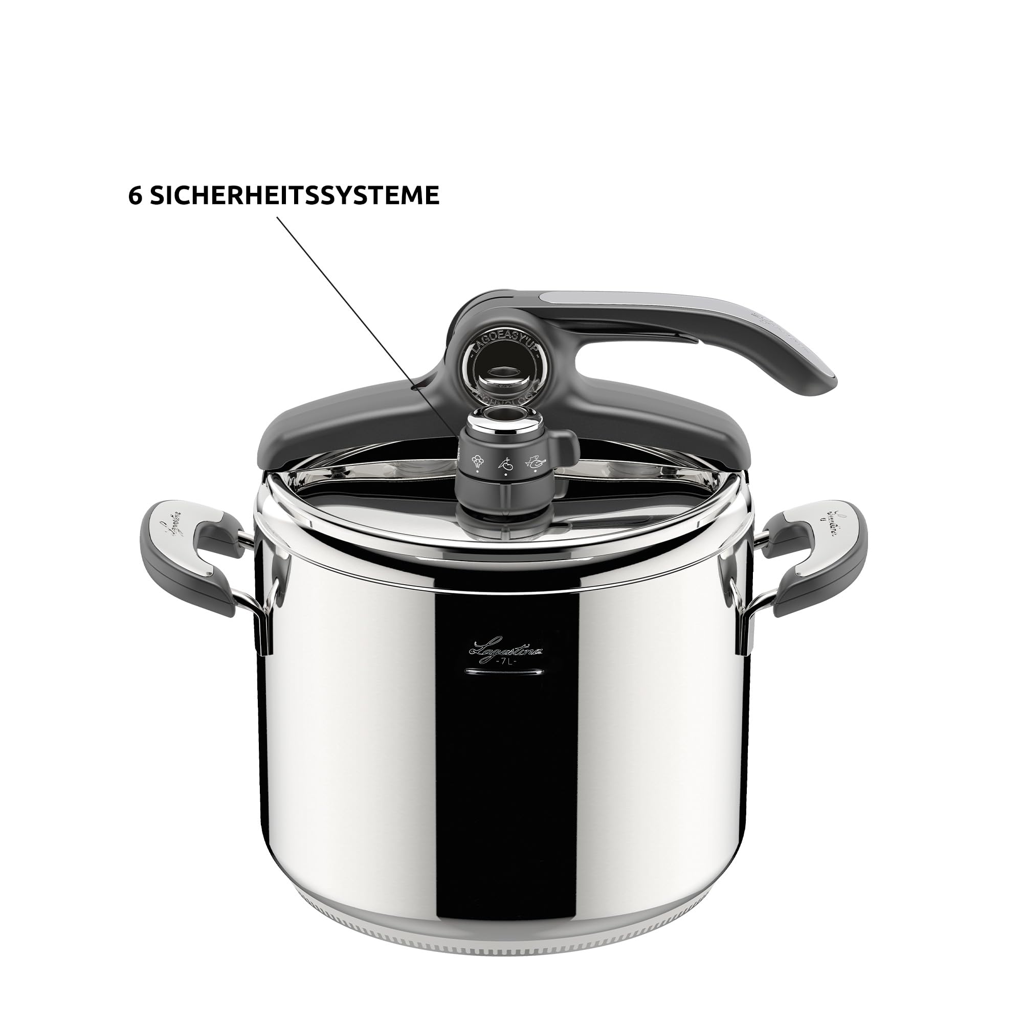 Lagostina Novia Vitamin Lagoeasy'UP 9L Stainless Steel Pressure Cooker (24cm) - Induction & Gas Compatible, Easy-Open Lid with Basket, Ecodose & Recipe Book - Perfect for Fast Cooking, Meal Prep & Healthy Eating
