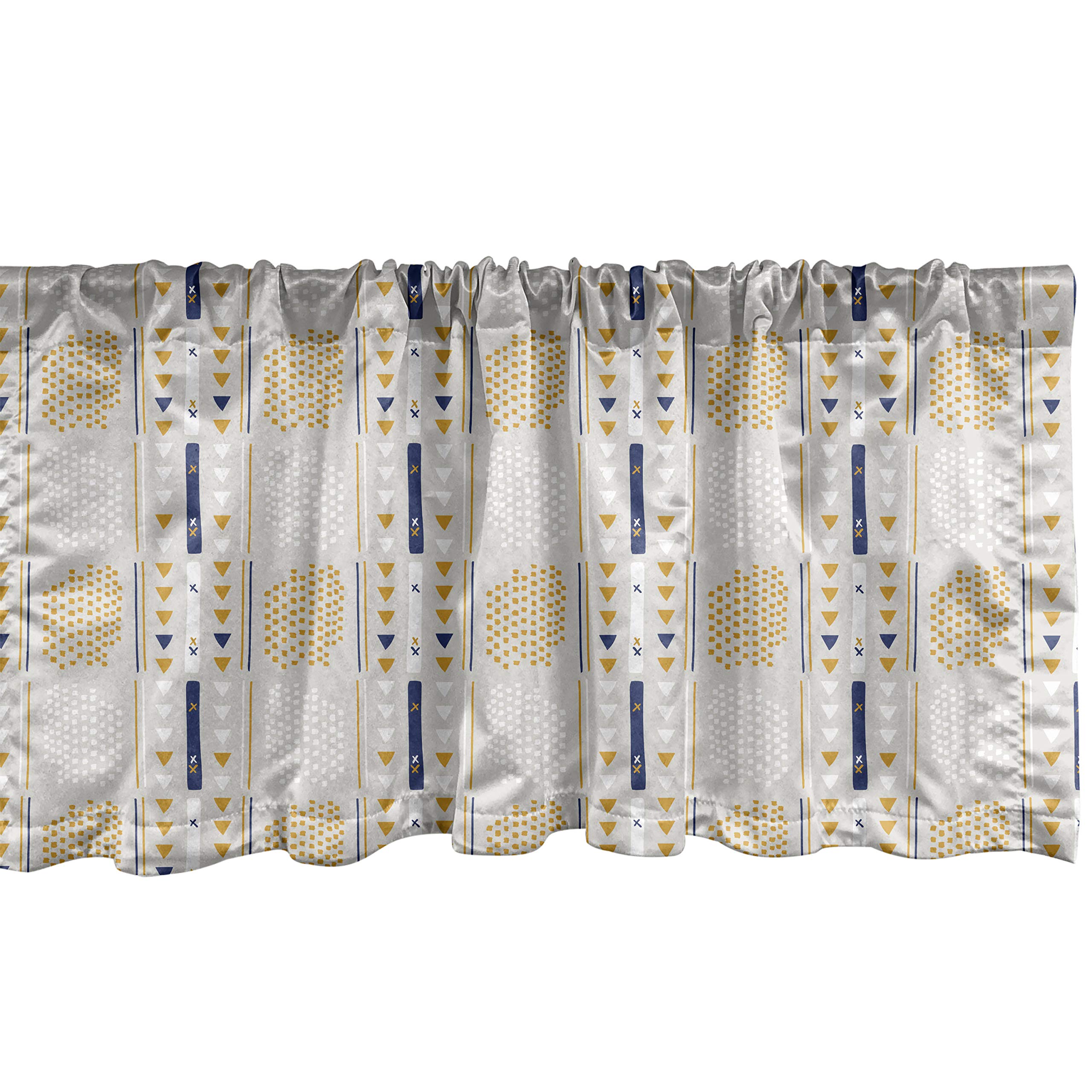 Ambesonne Yellow White Window Valance - Abstract Geometric Kitchen Bedroom Decor for Home