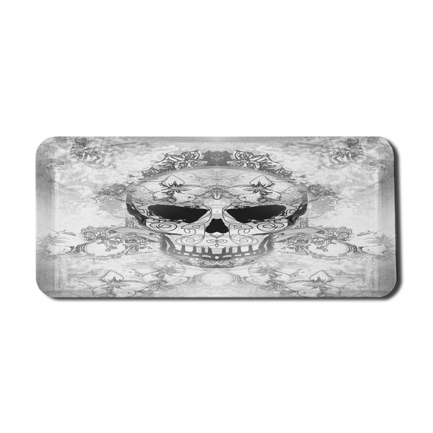 Ambesonne Day of The Dead Mouse Pad - Skull with Oriental Paisley Design, Non-Slip Rubber Base, Extra Large 35