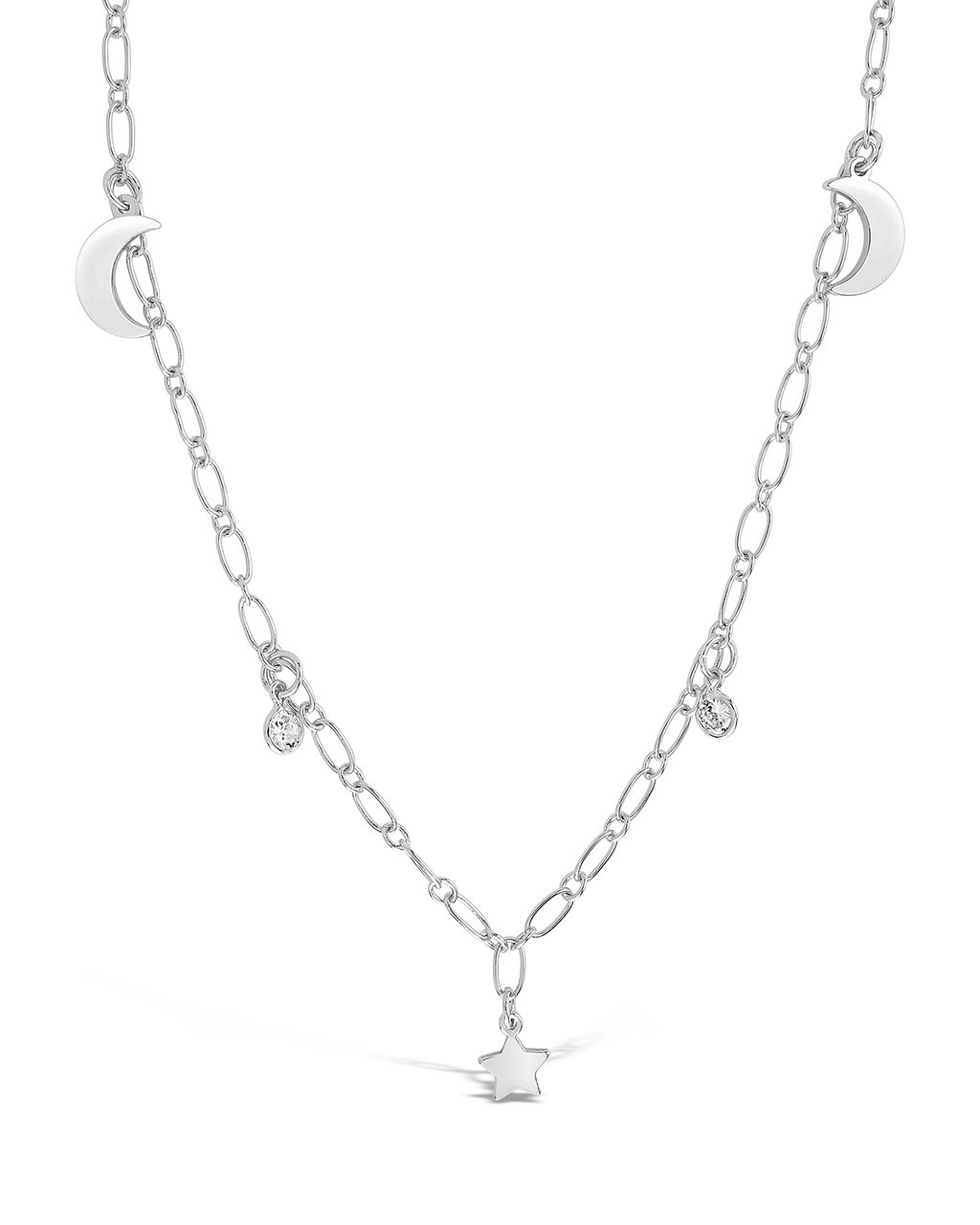 Sparkling CZ Star & Moon Pendant Chain Necklace for Women - Elegant Layering Jewelry for Parties, Date Night, and Everyday Wear