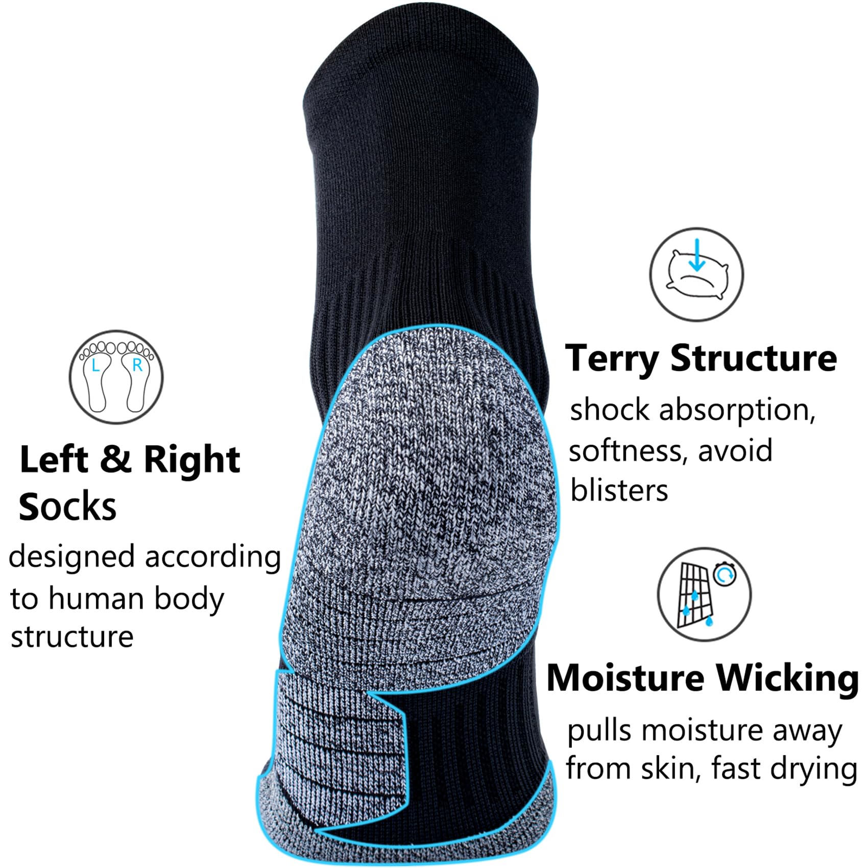 CWVLC Compression Athletic Quarter Socks for Men & Women - Breathable Cushioned Support Socks for Running, Hiking & Sports Performance