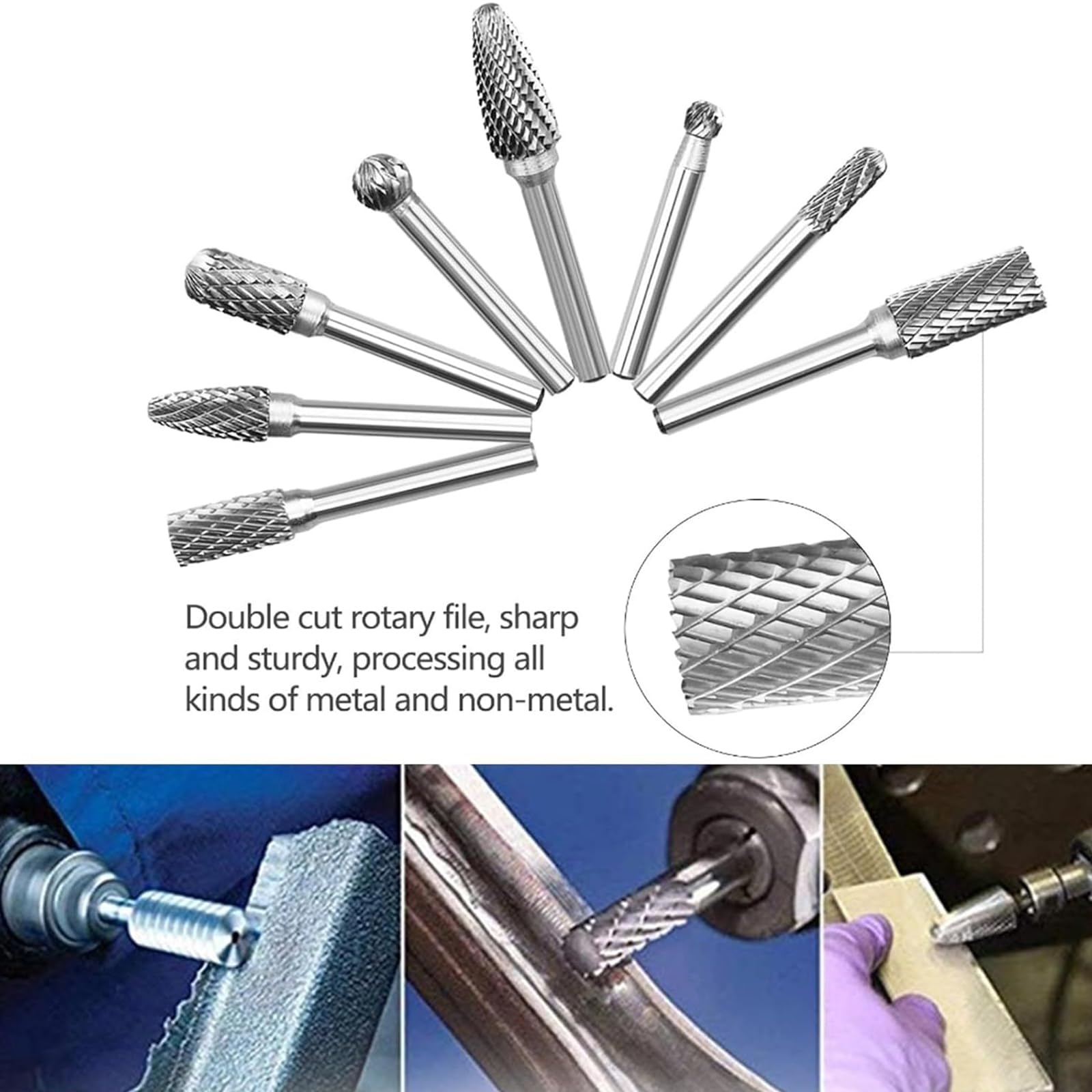 8PCS Carbide Rotary Burr Set 1/4