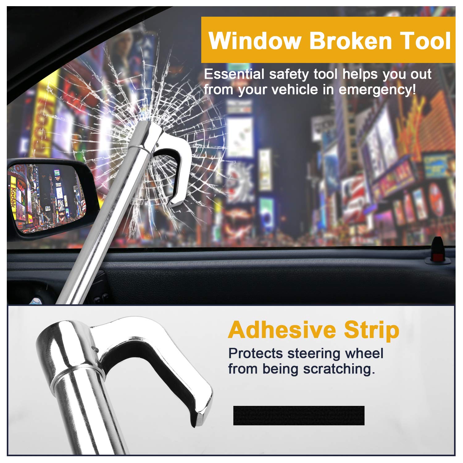 Universal Steering Wheel Brake Lock - Anti-Theft Car Security for SUV/Truck/Van with 3 Keys - Parking Protection