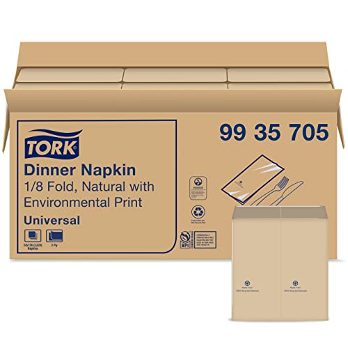 Premium Tork Natural Dinner Napkins, 1/8 Fold 2-Ply, 15