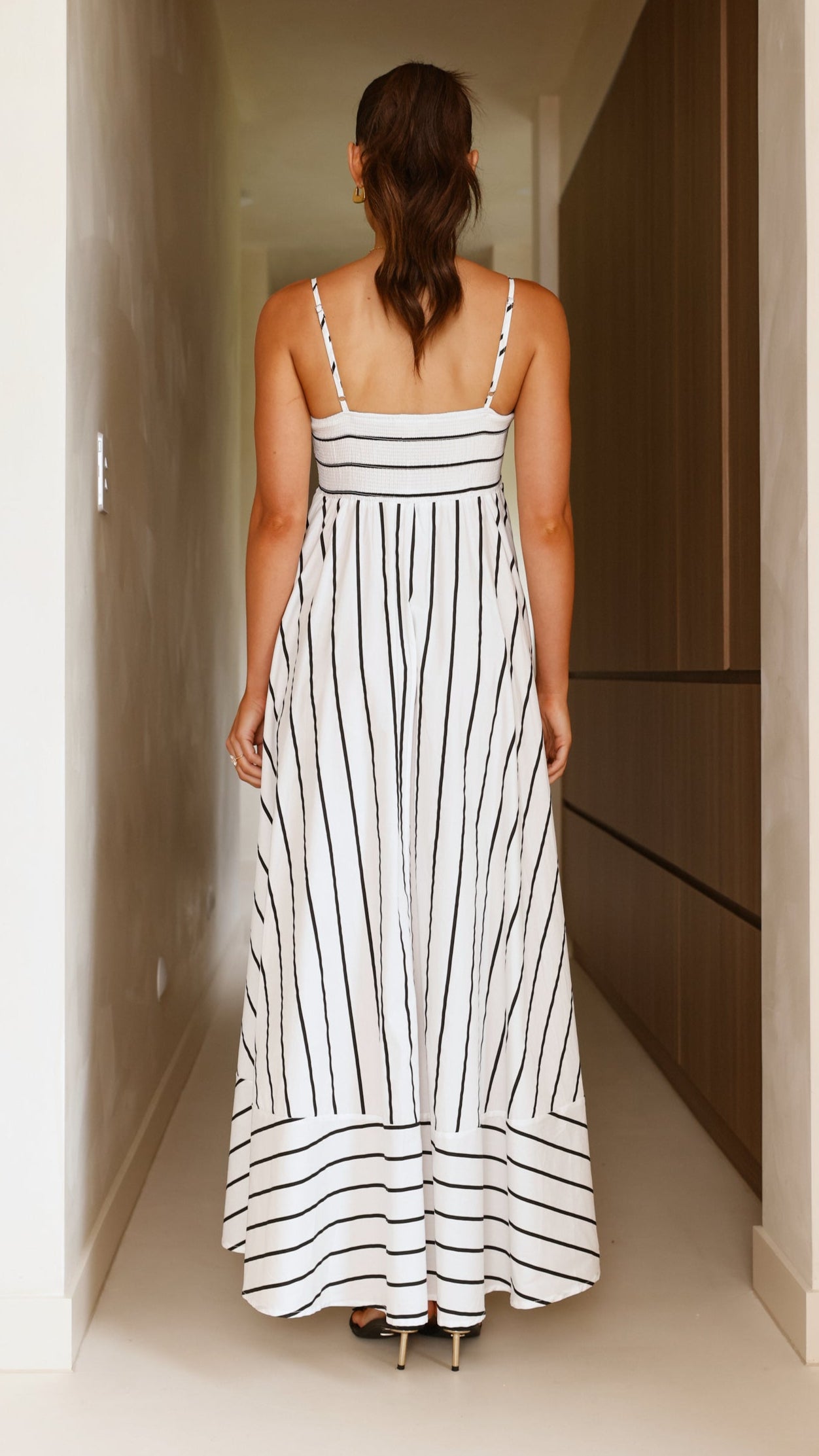 Kaethe Maxi Dress for Women - White & Black Striped Flowy Summer Dress - Perfect for Beach Vacations, Date Nights & Casual Outings