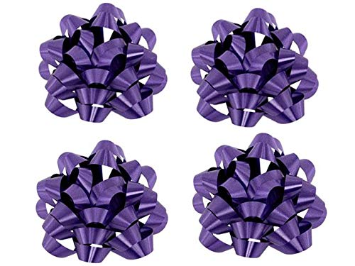 Premium 4-Inch Purple Satin Gift Wrap Bows - 12 Pack Christmas Ribbon Bows for Present Wrapping, Party Decorations & Holiday Gift Toppers