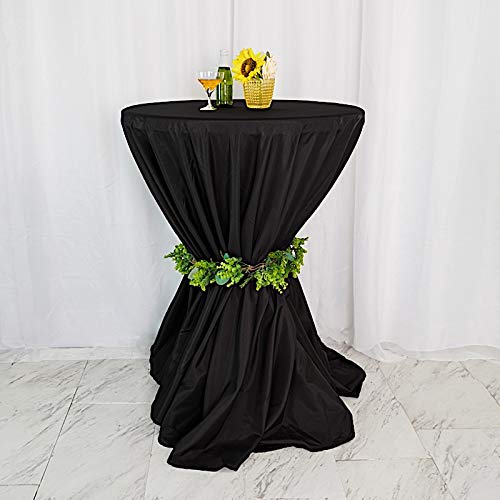BalsaCircle Halloween Party Tablecloth - 10 Pack 120 Inch Round Black Washable Polyester Table Cover for Dining, Kitchen, Events & Party Decorations - Perfect for Halloween, Thanksgiving, Christmas & Birthday Celebrations