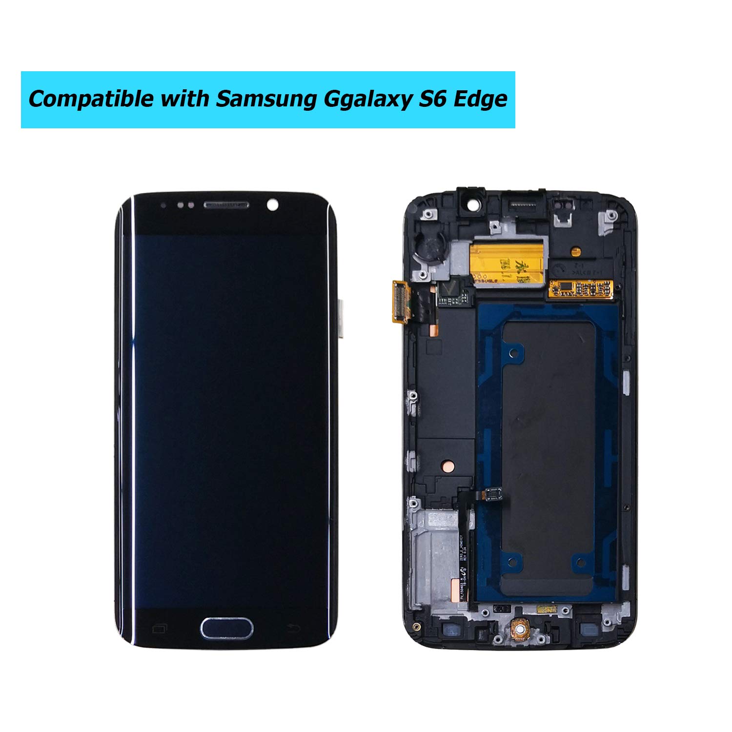 Original AMOLED Screen Replacement for Samsung Galaxy S6 Edge G925A (AT&T) / G925T (T-Mobile) / G925F (Global) - LCD Display Touch Panel with Frame & Repair Tool Kit - Perfect for DIY Phone Screen Fixes at Home or Office