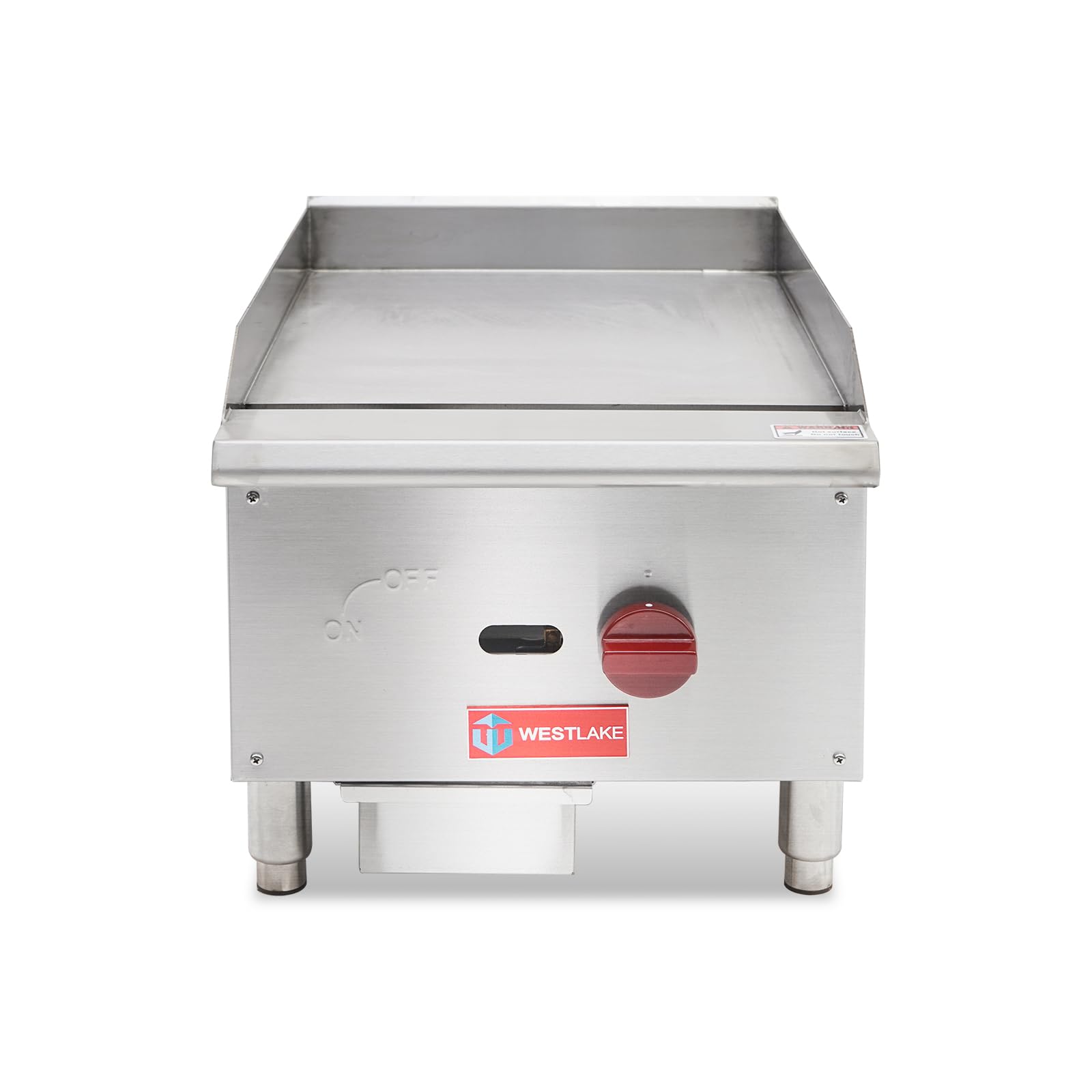 WESTLAKE 16-Inch Commercial Gas Griddle - 30,000 BTU Single Burner Stainless Steel Countertop Grill for Restaurants, Diners & Food Trucks - Perfect for Pancakes, Burgers & Breakfast Cooking
