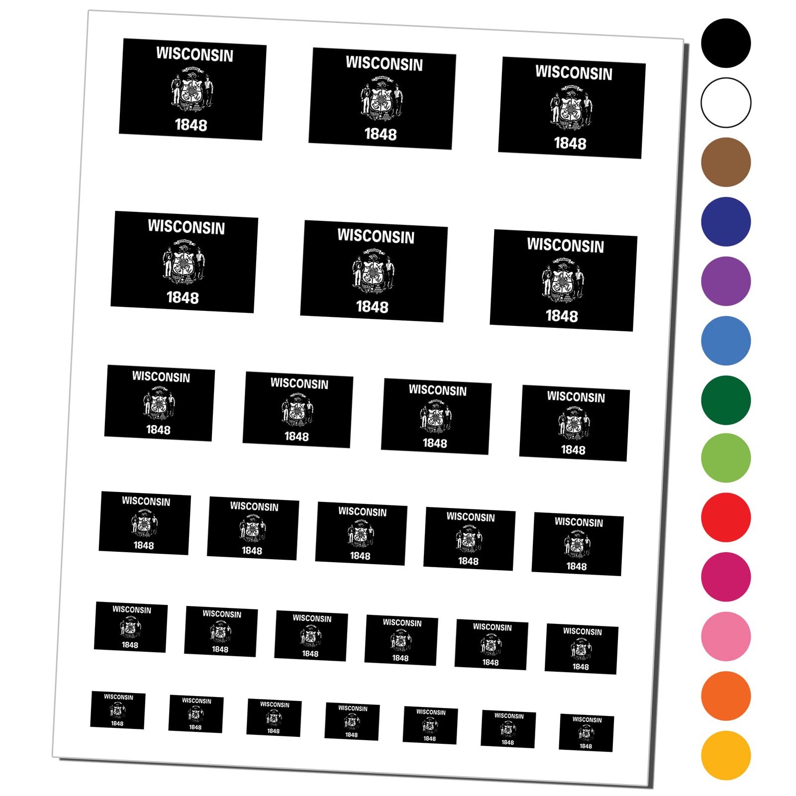 Wisconsin State Flag Temporary Tattoos - Waterproof Fake Body Art Stickers (1 Sheet) - Perfect for Game Day, Parties & State Pride Events