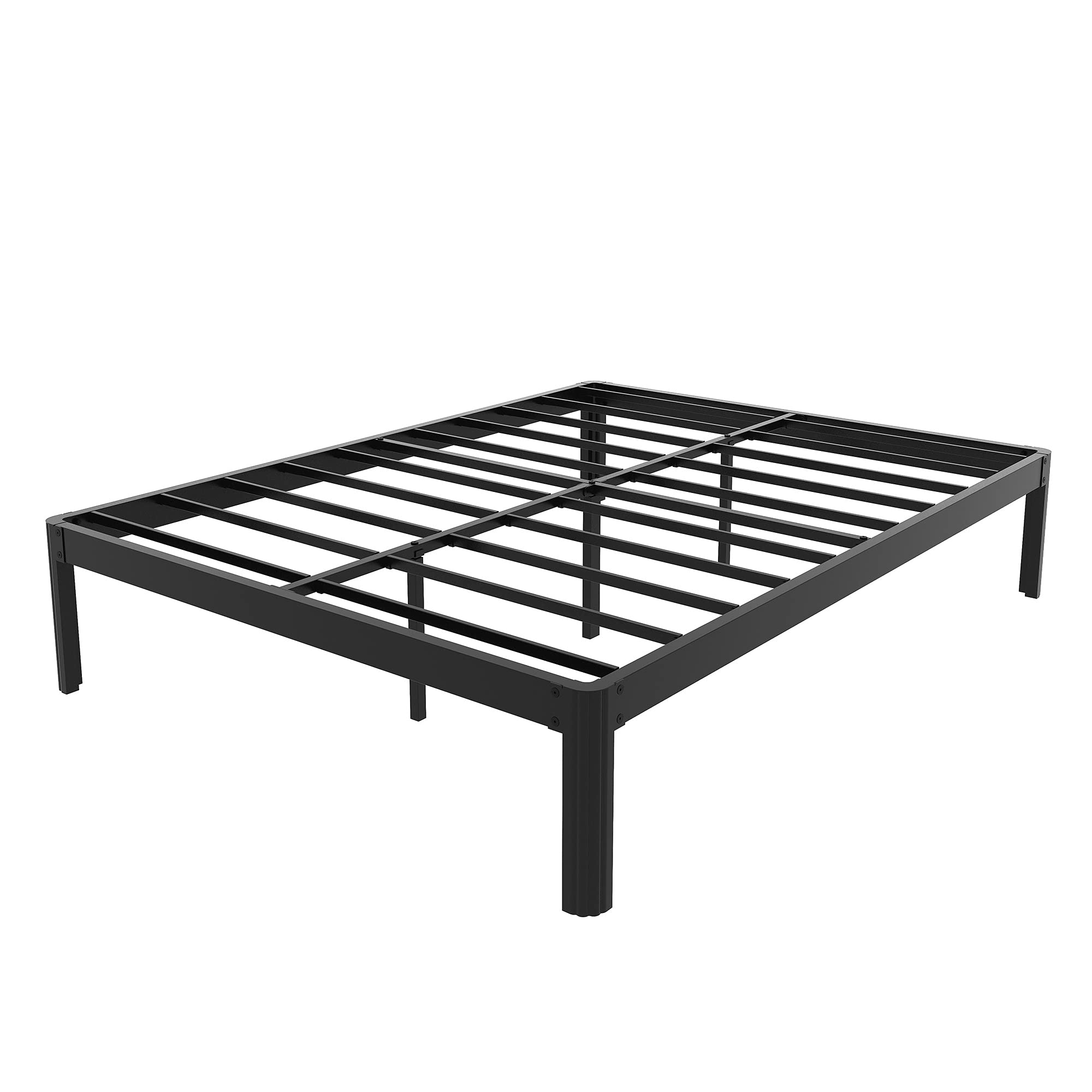 COMASACH Full-Size Metal Platform Bed Frame - 14 Inch Height, 3500 lbs Capacity, No Box Spring Needed | Sturdy Round-Corner Design with Cylinder Legs | Noise-Free, Non-Slip Mattress Foundation in Black | Perfect for Modern Bedrooms, Guest Rooms & Small Spaces