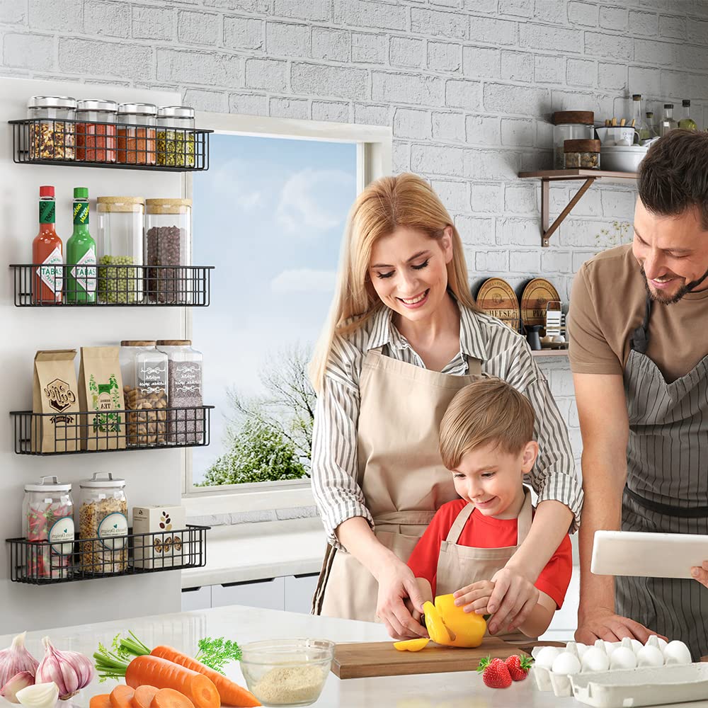2-Pack Magnetic Storage Baskets for Refrigerator - Strong Magnetic Spice Rack & Fridge Organizer - Perfect for Kitchen, Pantry & Bathroom Organization (Holds Spices, Snacks, Beauty Products)