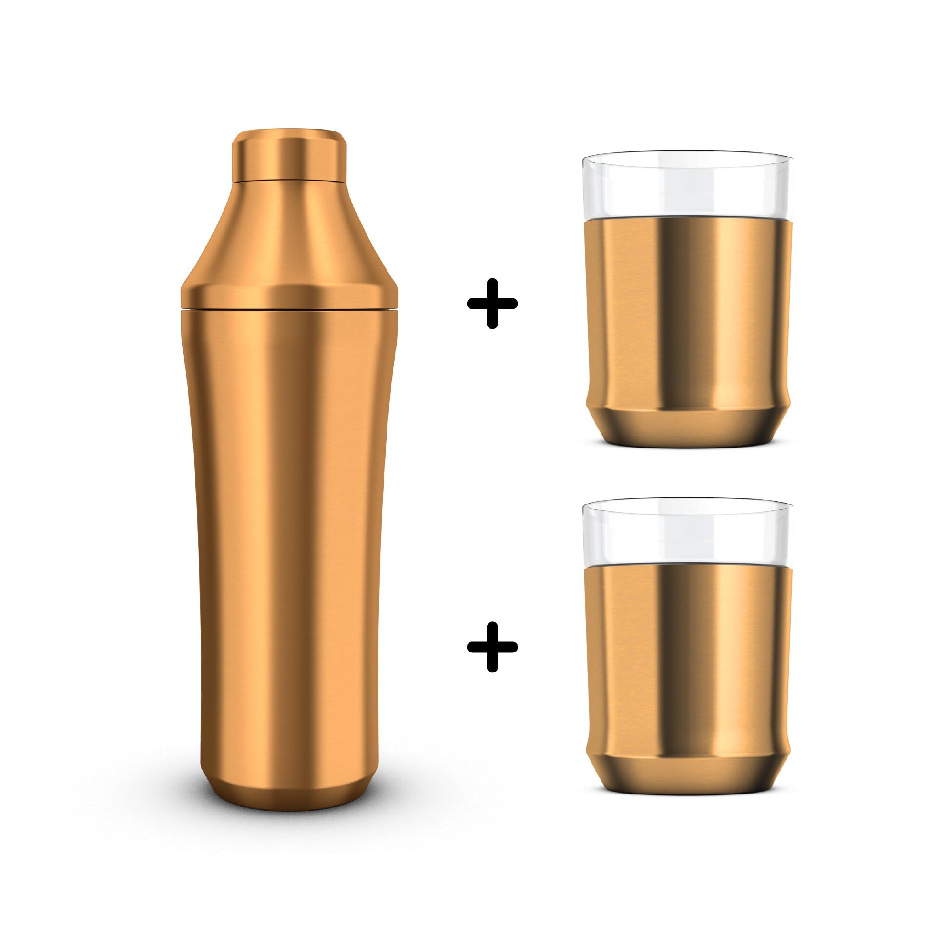 Premium Stainless Steel & Copper Hybrid Cocktail Shaker Set with Removable Glass Insert - Professional Bar Mixing Tool for Home Bartending, Parties & Cocktail Making