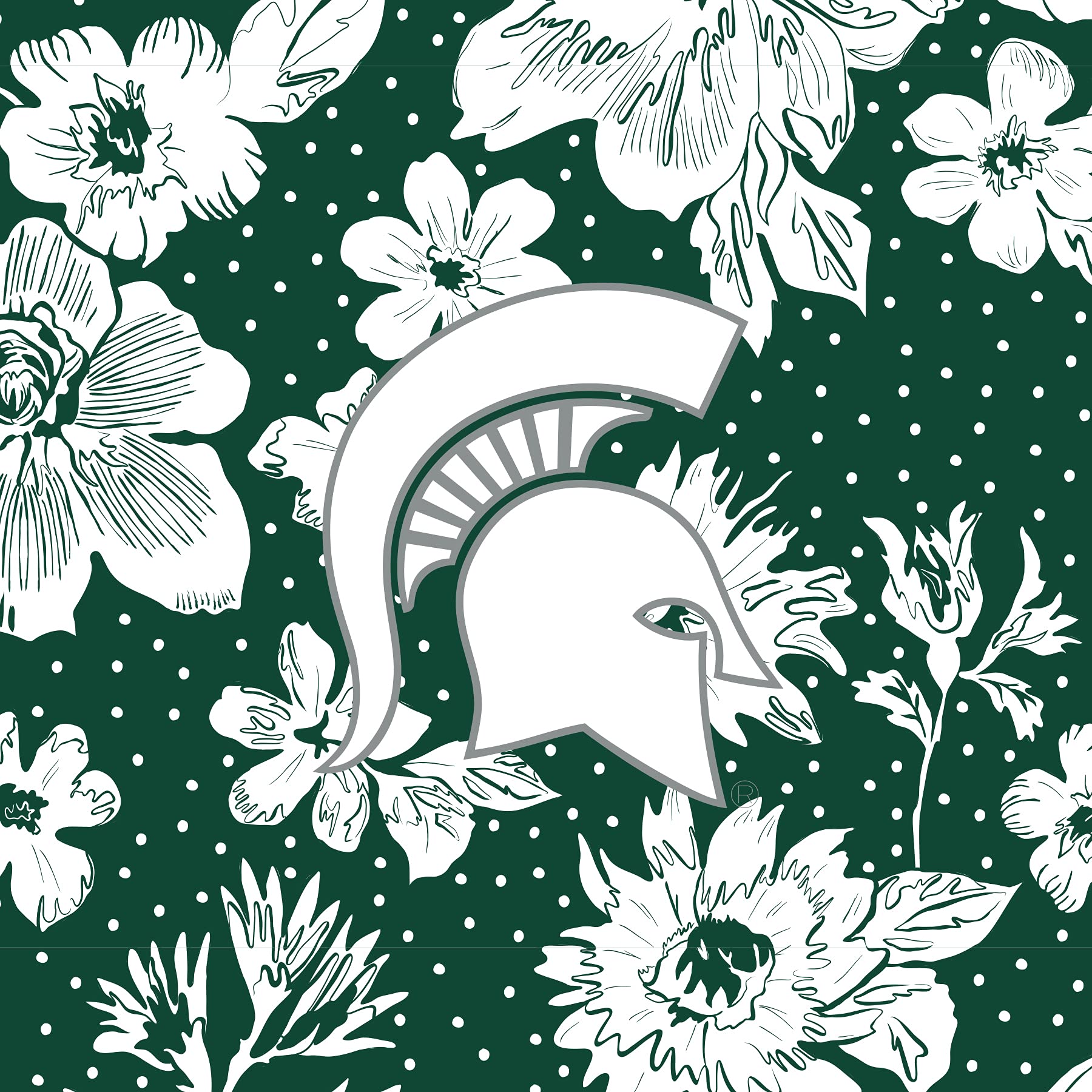 Vera Bradley Women's Recycled Cotton Large Travel Duffle Bag - Michigan State University Dark Green/White Rain Garden Design - Spacious College Team Sports Gear for Gym, Weekend Trips & Campus Life