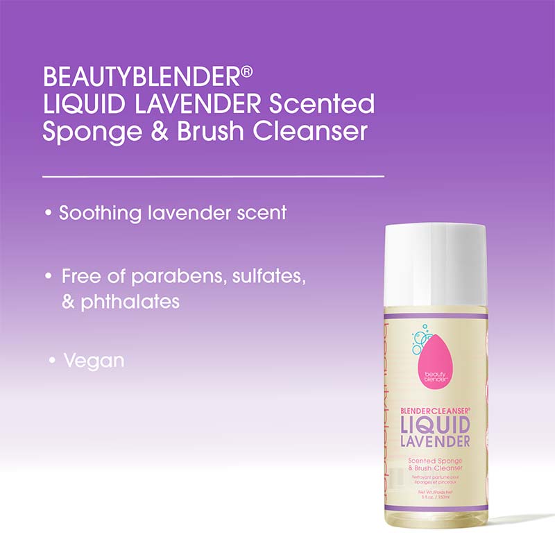 Beautyblender Blendercleanser Liquid Lavender Makeup Sponge & Brush Cleanser - Gentle Deep Cleaning Solution for Makeup Brushes, Beauty Sponges & Tools - Perfect for Daily Makeup Removal & Sanitizing
