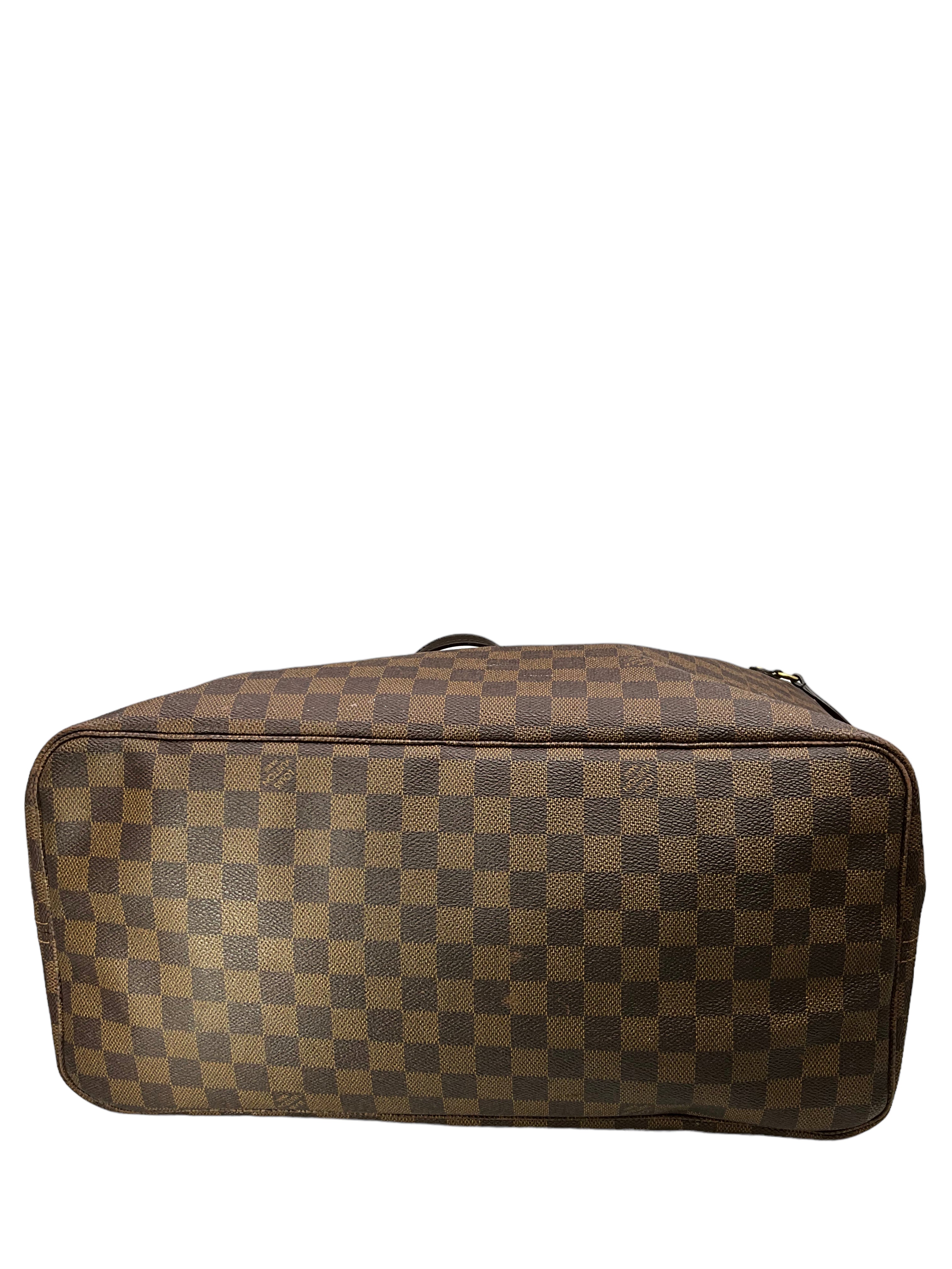 Authentic Louis Vuitton Damier Ebene Neverfull GM Tote Bag - Luxury Canvas Handbag with Leather Trim for Women | Perfect for Work, Travel & Shopping