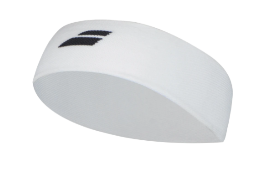 Babolat Logo Headband for Tennis & Sports - White/Black - Moisture Wicking & Comfortable Headwear for Men & Women - Perfect for Running, Gym & Outdoor Activities
