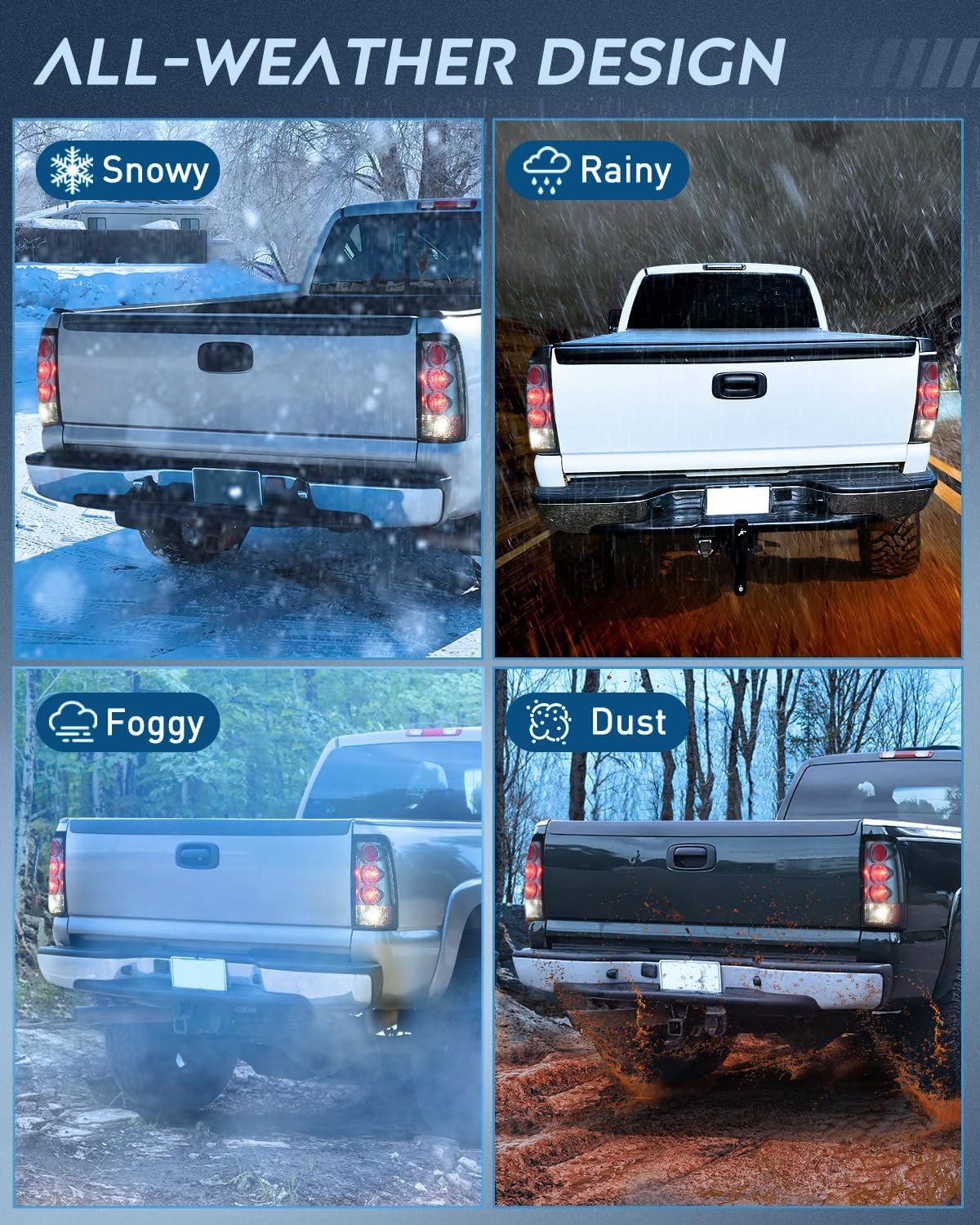 1999-2006 GMC Sierra & Chevy Silverado Tail Light Assembly - Smoked Housing Replacement for Fleetside Models (Driver/Passenger Side) - Perfect for Night Driving & Vehicle Restoration Projects