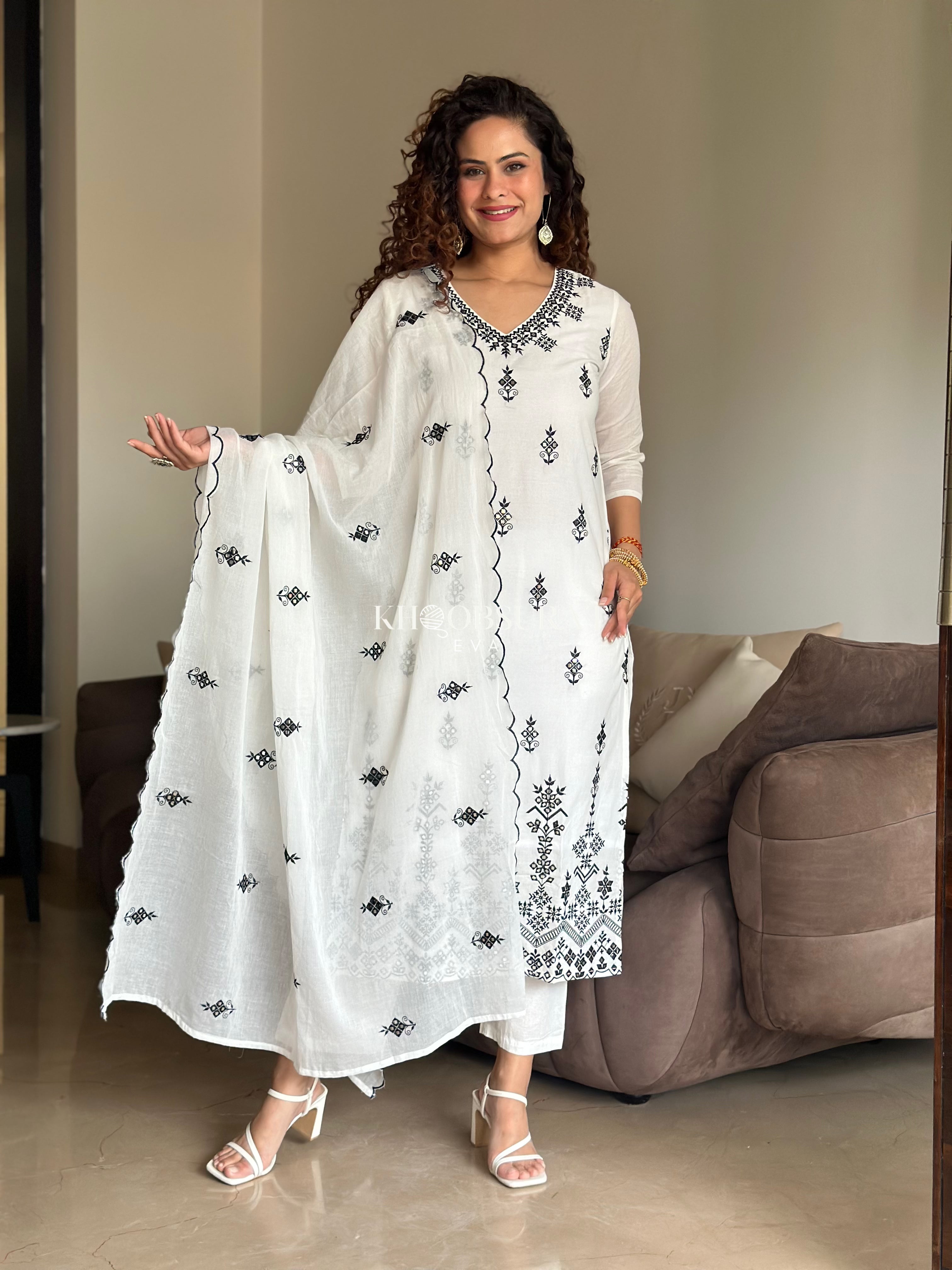 Biba White Kurta Suit Sets for Women | Elegant Indian Ethnic Wear | Perfect for Festivals, Weddings & Casual Outings