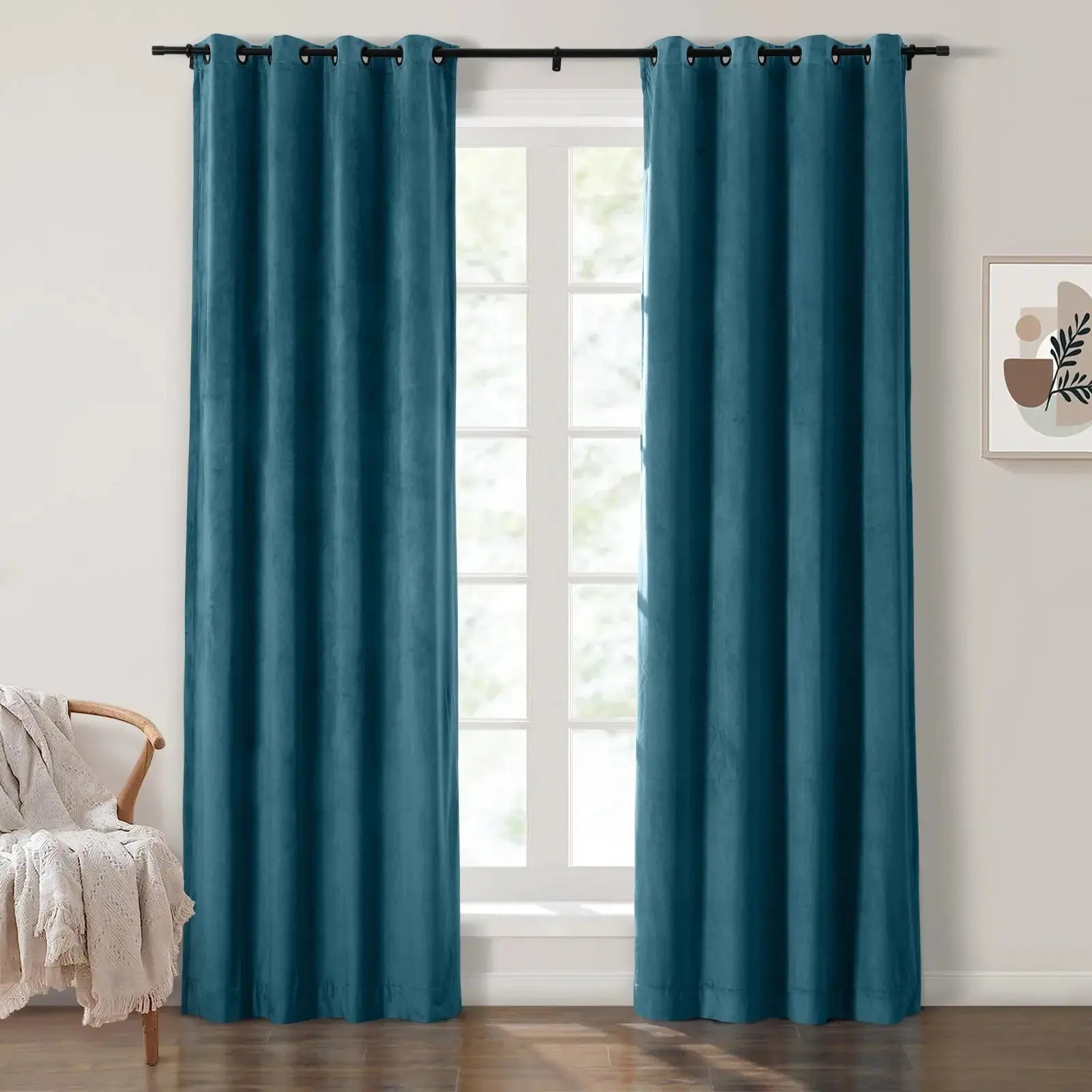 Luxury Velvet Grommet Curtains for Living Room & Bedroom - Blackout Thermal Insulated Drapes - Birkin Style Elegant Window Treatments for Home Decor