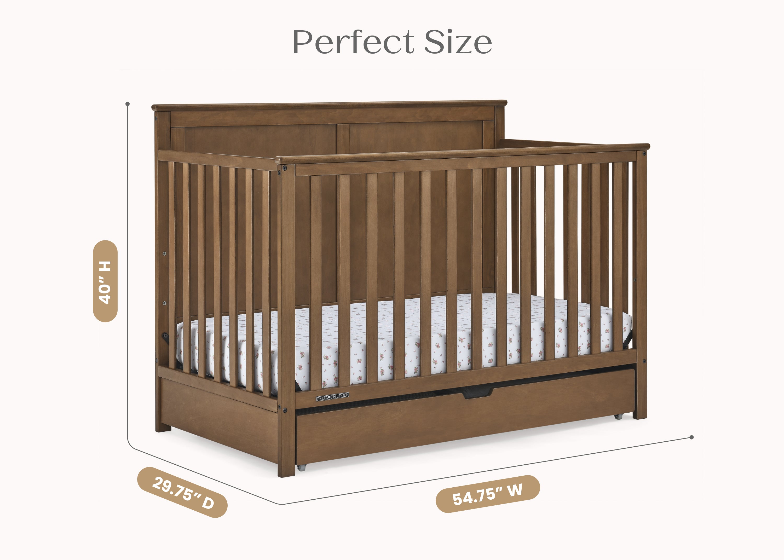 Logan 6-in-1 Convertible Baby Crib with Underdrawer Storage - White Nursery Furniture for Newborn to Toddler Bed | Perfect for Small Spaces & Modern Nurseries