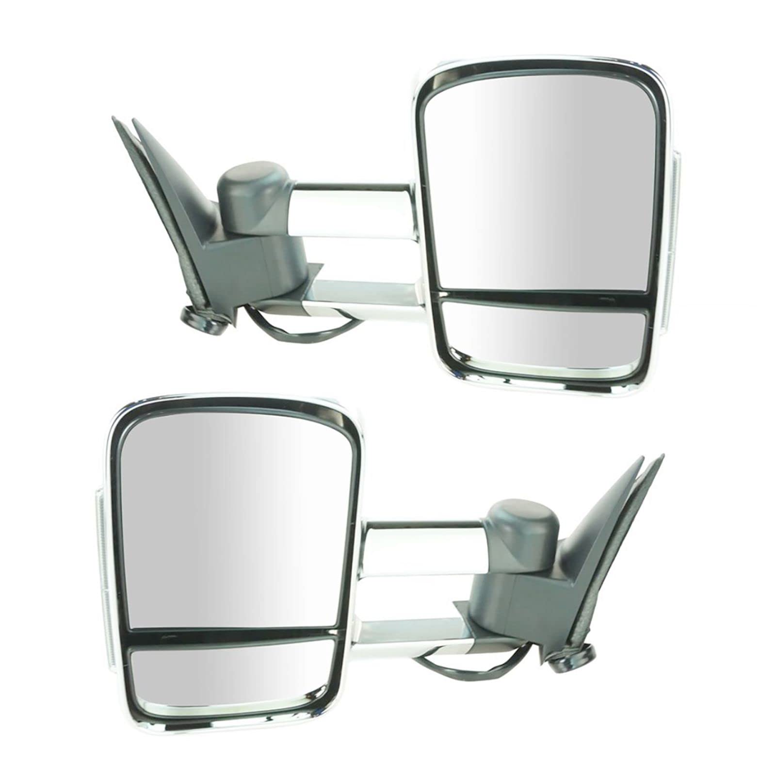 Heated Power Telescoping Side View Mirrors with Turn Signal for Chevy GMC - Chrome Pair Set - Perfect for Winter Driving & Enhanced Safety
