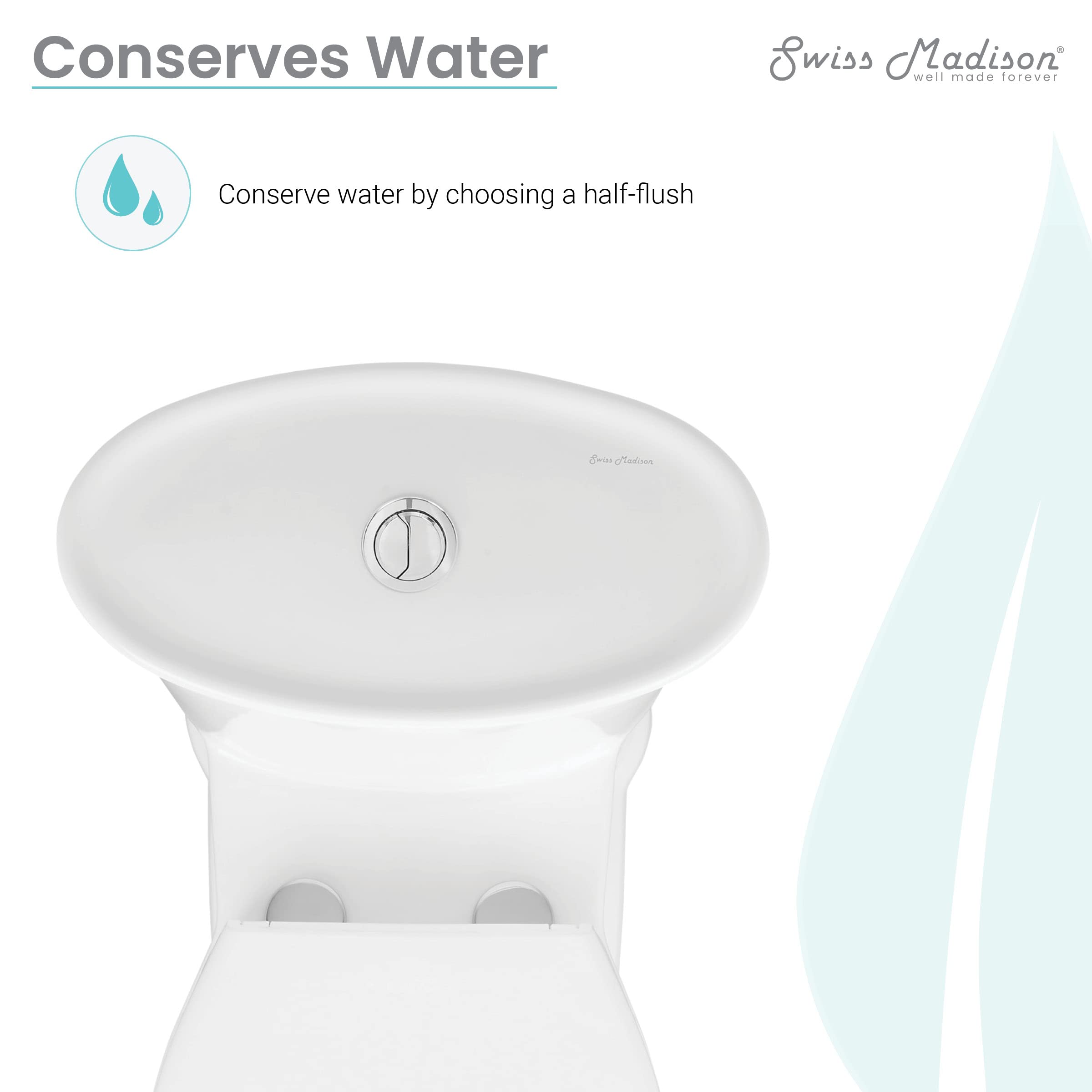 Santorini Elongated One-Piece Toilet with Dual Flush 1.1/1.6 GPF - Water Efficient White Bathroom Toilet for Modern Homes & Commercial Spaces