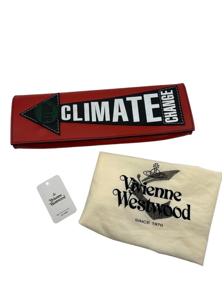 Vivienne Westwood Stop Climate Change Leather Clutch Bag - Eco-Friendly Designer Handbag for Women, Sustainable Fashion Accessory for Parties, Events & Everyday Use