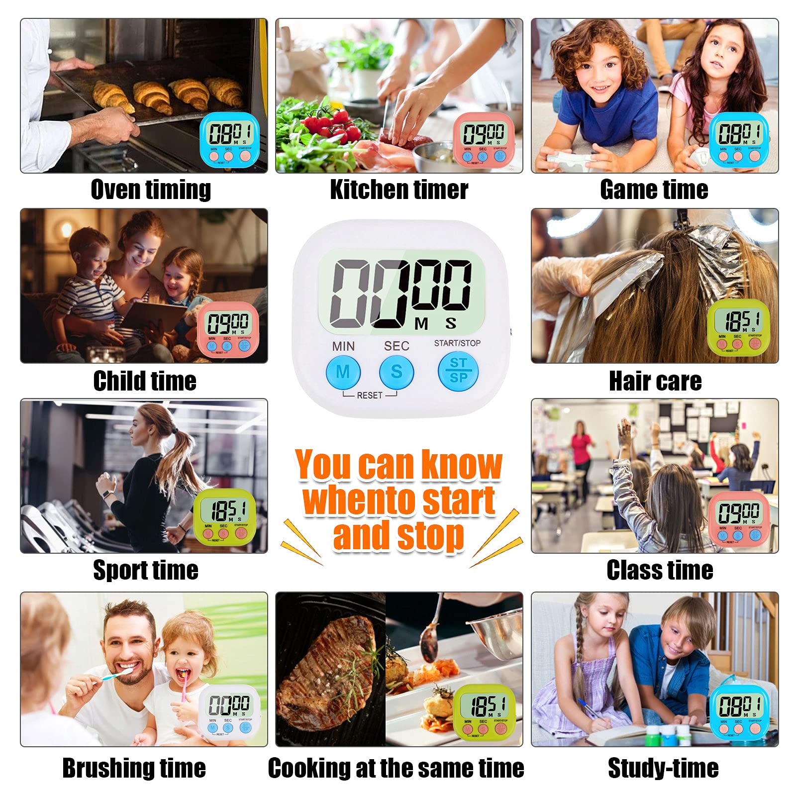 4-Piece Multi-Function Digital Timer with Memory Function - Programmable Countdown Clock for Kitchen Cooking, Study Sessions, Work Productivity, Fitness Training & Outdoor Adventures (Batteries Not Included) | Perfect for Meal Prep, Time Management & Workout Tracking