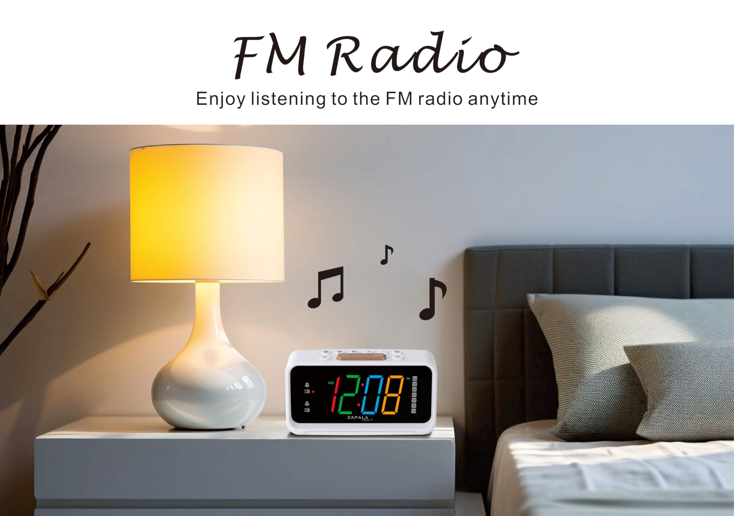 Jumbo LED Digital Alarm Clock Radio with Dual Alarms, FM Radio, USB Charging Port, Day Display & Adjustable Dimmer - Perfect for Bedrooms, Kids Rooms & Heavy Sleepers | Nightlight & Snooze Function for Better Sleep