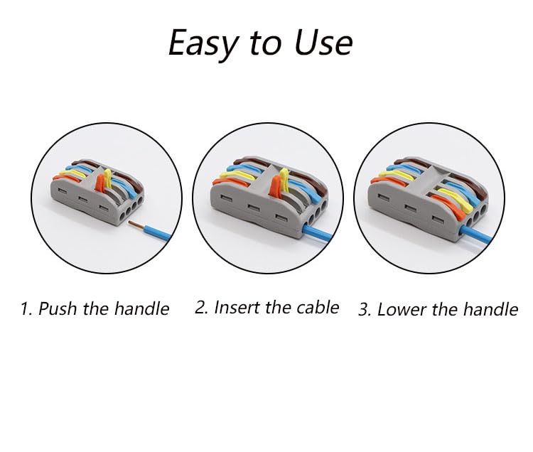 5PCS Compact Lever Wire Nut Connectors - 3 in 9 Out Quick Connect Terminals for 28-12 AWG Wires | Electrical Wiring, DIY Projects & Home Repairs