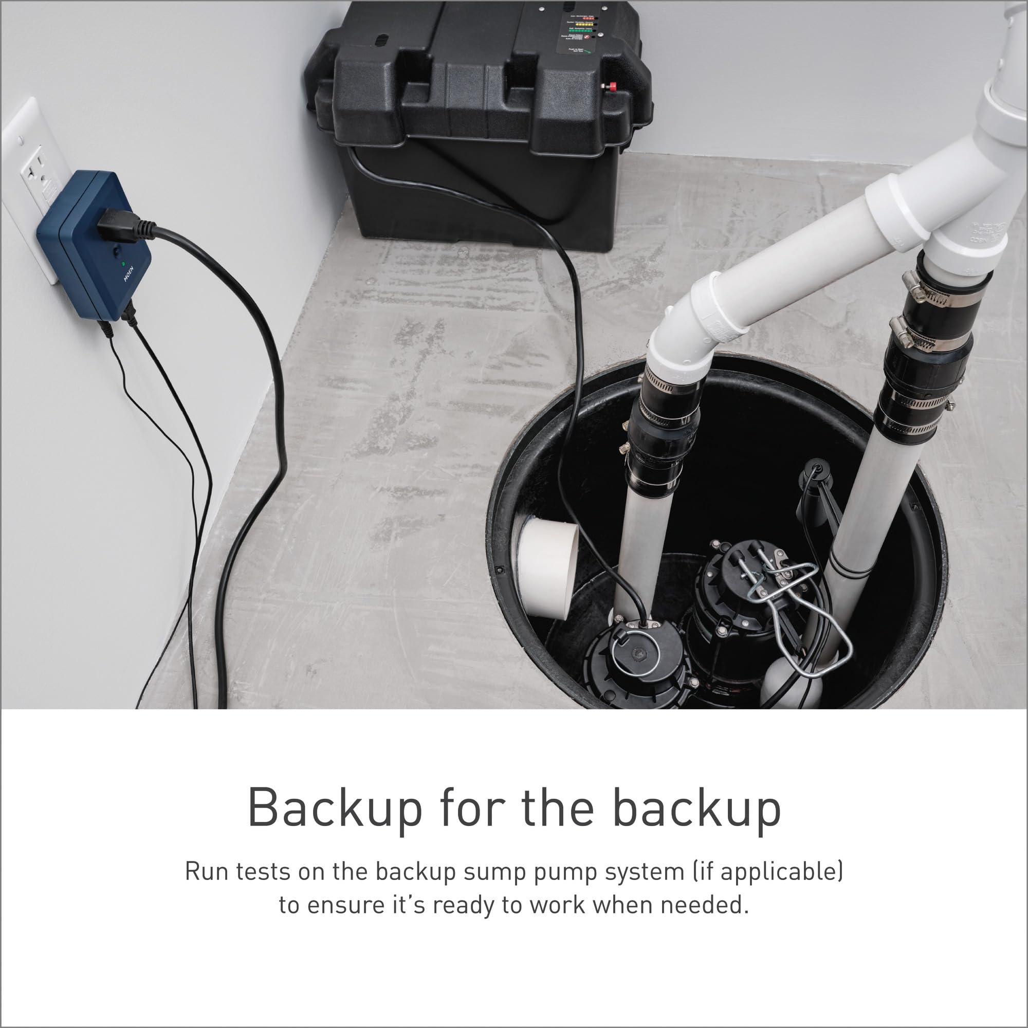 Moen Smart Sump Pump Monitor with Wi-Fi Connectivity - Water Alarm Sensor for Basement Sump Pumps - S2000ESUSA Model - Perfect for Flood Prevention & Home Security Monitoring
