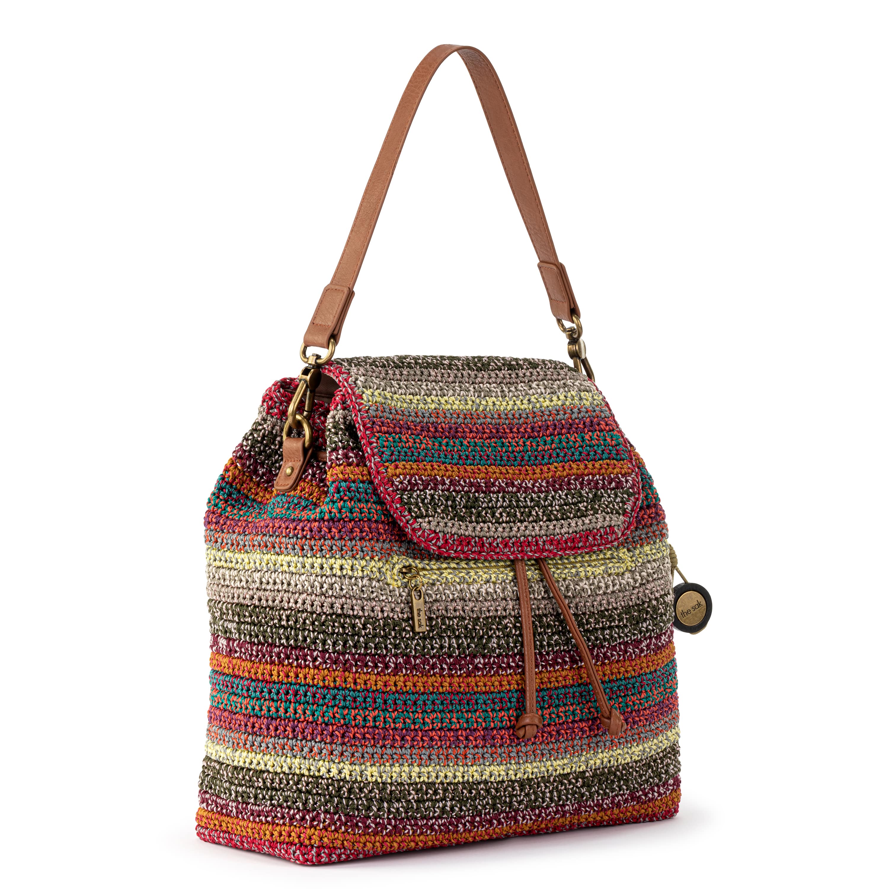 Sayulita Hand Crochet Backpack - Sunset Stripe Pattern - Perfect for Beach, Travel & Festival Use
