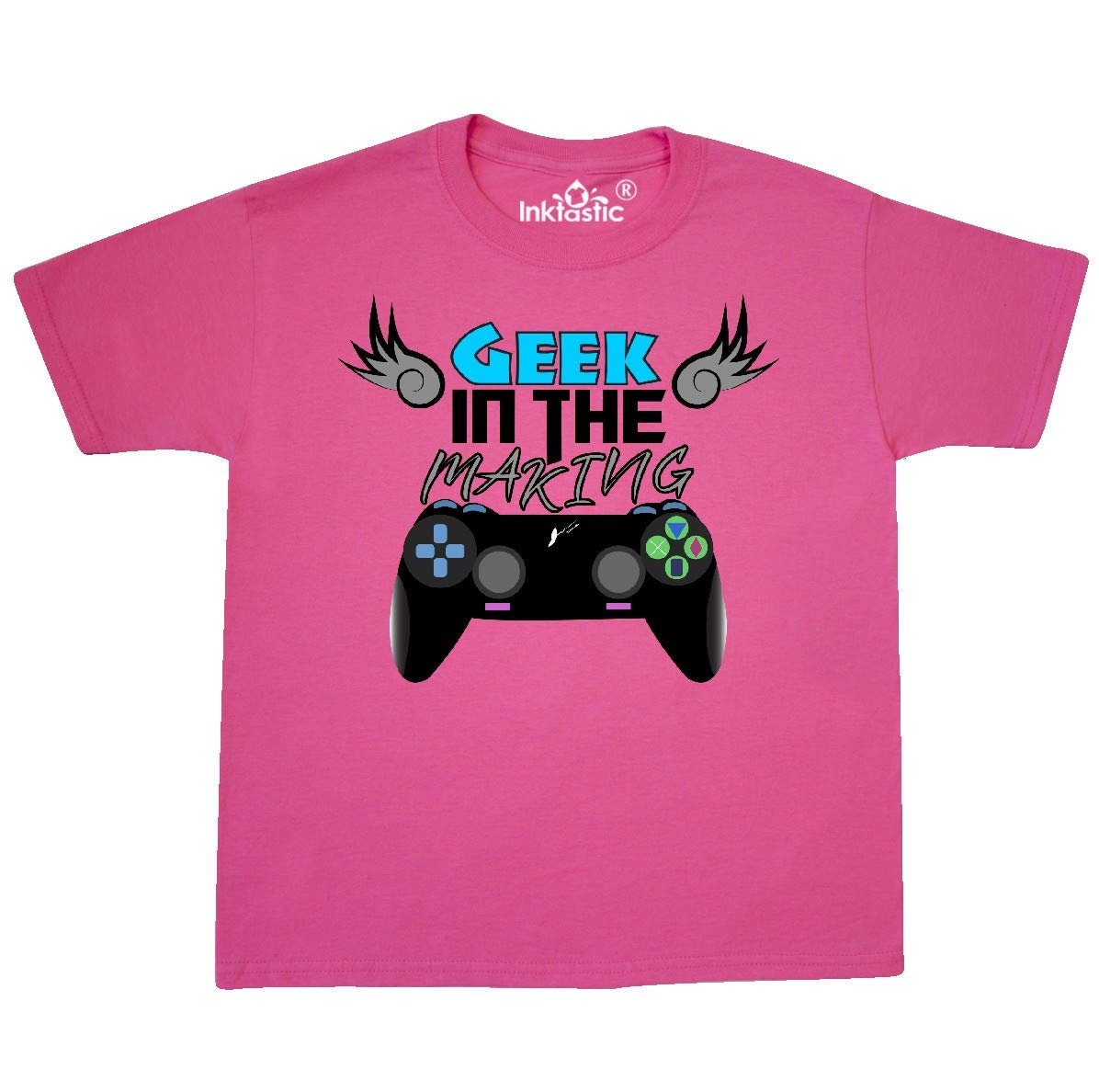 Inktastic Geek in The Making Black Video Game Controller Youth T-Shirt | Gamer Kids Tee | Cool Gaming Apparel for Boys & Girls | Perfect for Gaming Parties & Casual Wear