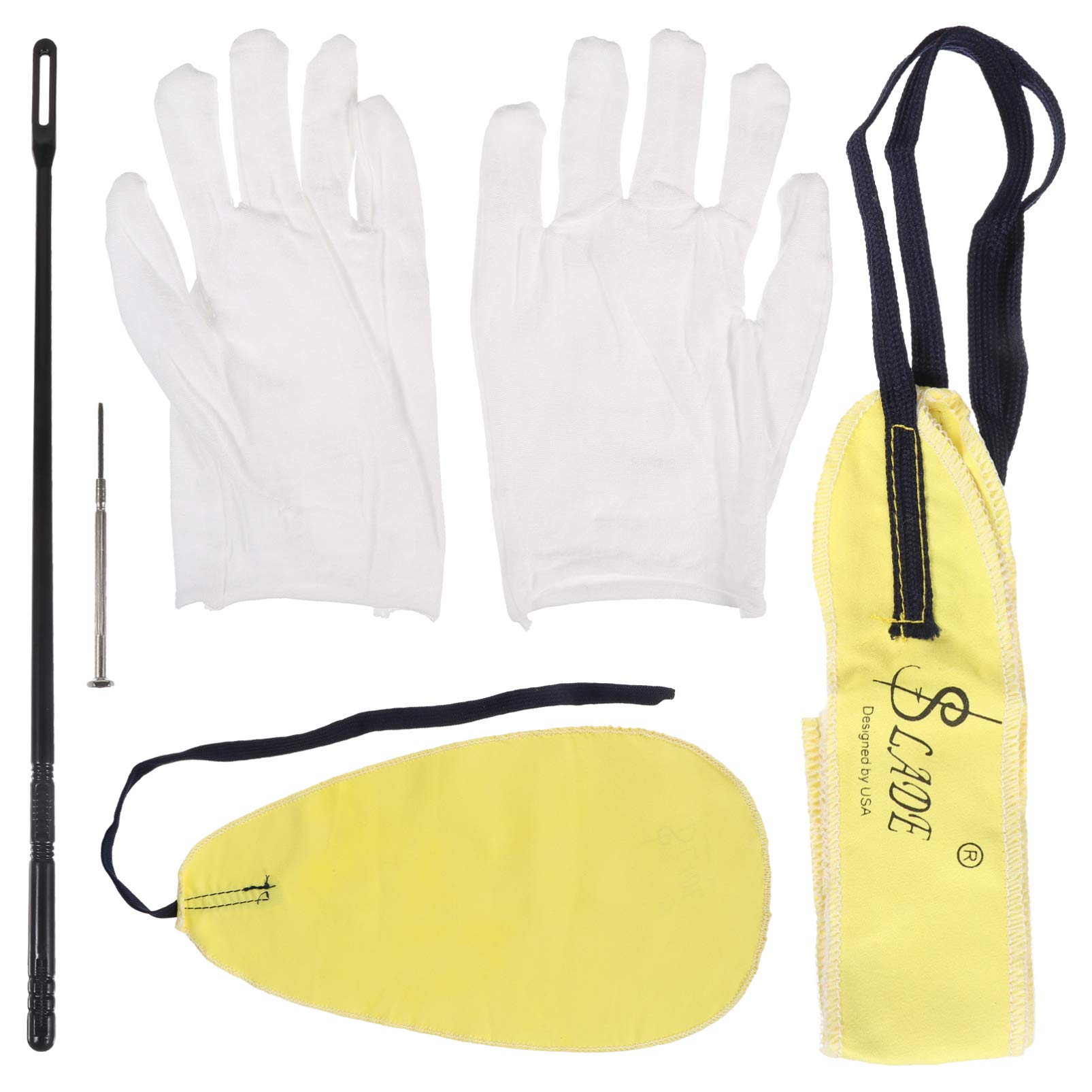 EXCEART 5-Piece Flute Cleaning Kit - Cloth, Stick, Screwdriver, Gloves for Easy Maintenance