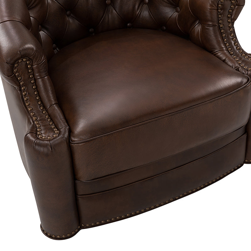Alonso Classic Chesterfield Genuine Leather Swivel Chair - Premium Office Chair with Button Tufted Back & 360° Rotation - Perfect for Home Office, Study Room & Executive Workspace