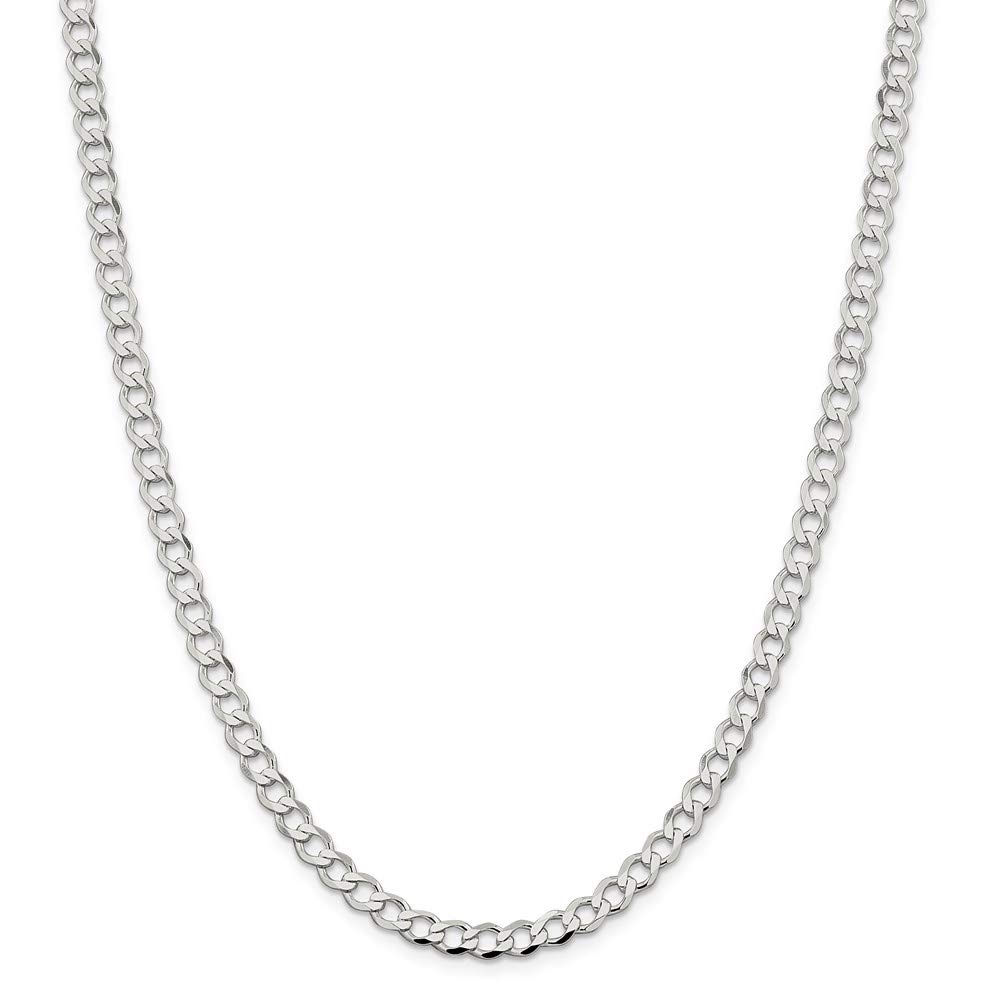 Ryan Jonathan Sterling Silver 5.3mm Flat Curb Chain Necklace for Men & Women - Durable 925 Silver Jewelry for Everyday Wear, Layering & Gifts