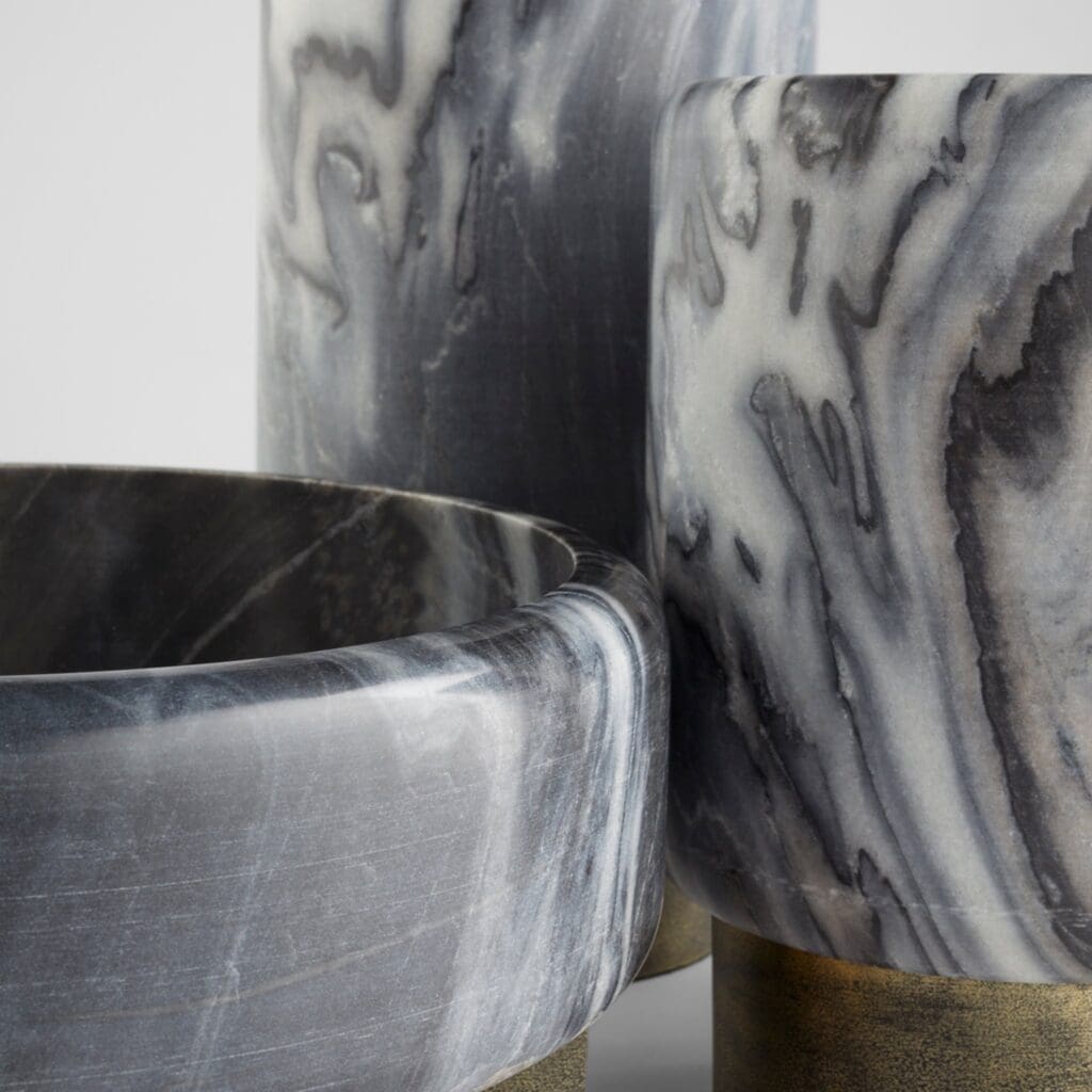 Cyan Design 11675 Roma Bowl - Antique Brass and Grey Marble Decorative Bowl for Home Decor, Centerpiece, Dining Table, or Gift Idea