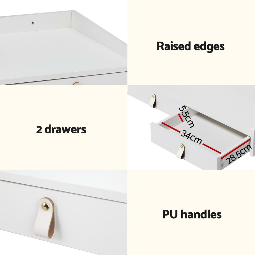Floating Dressing Table with LED Lights - Modern White Daphne Vanity Desk for Makeup & Skincare | Perfect for Bedroom, Bathroom, and Dorm Room Organization